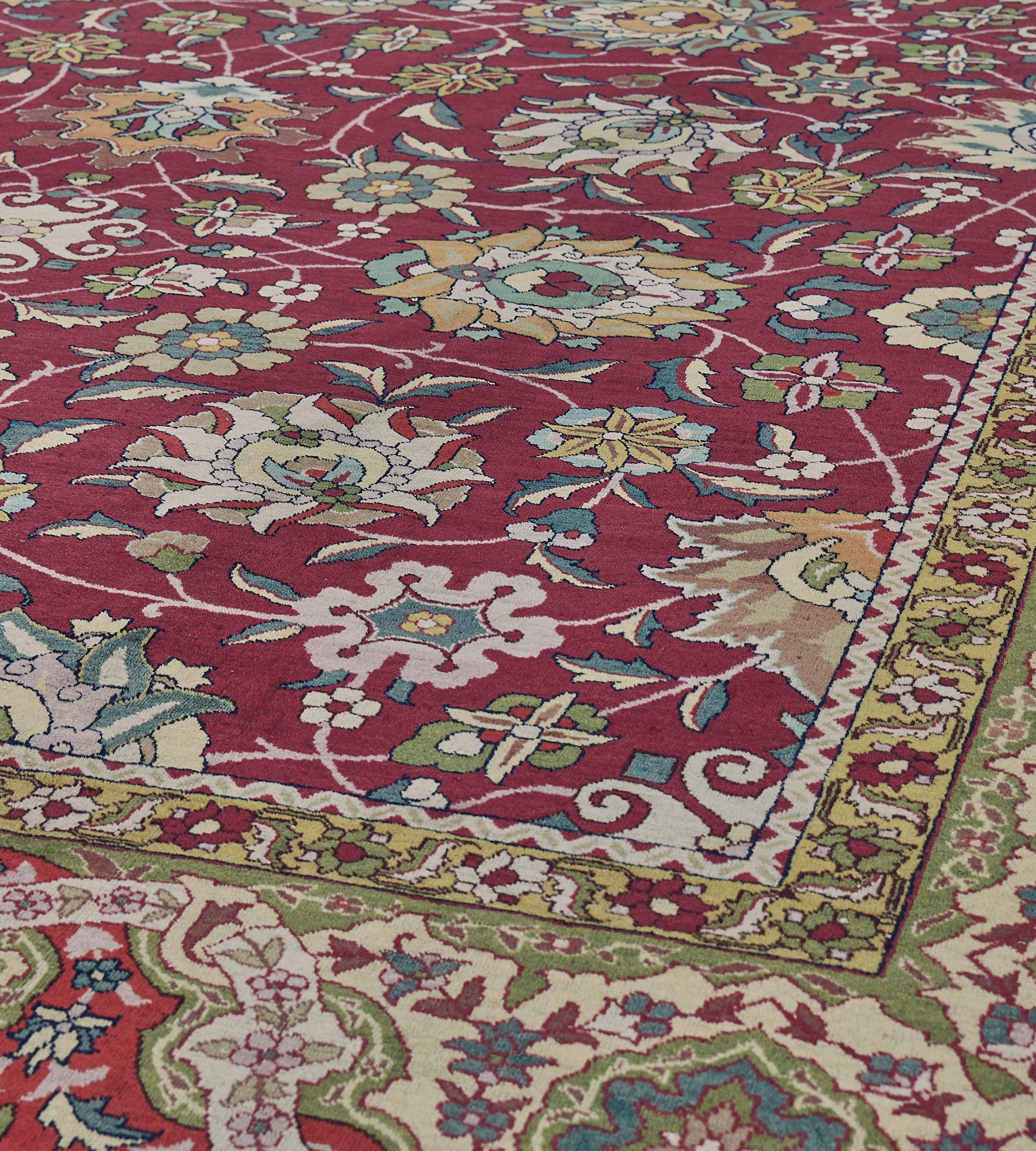 Tappeto Tabriz persiano floreale borghese d'epoca CIRCA 1920 in vendita 2