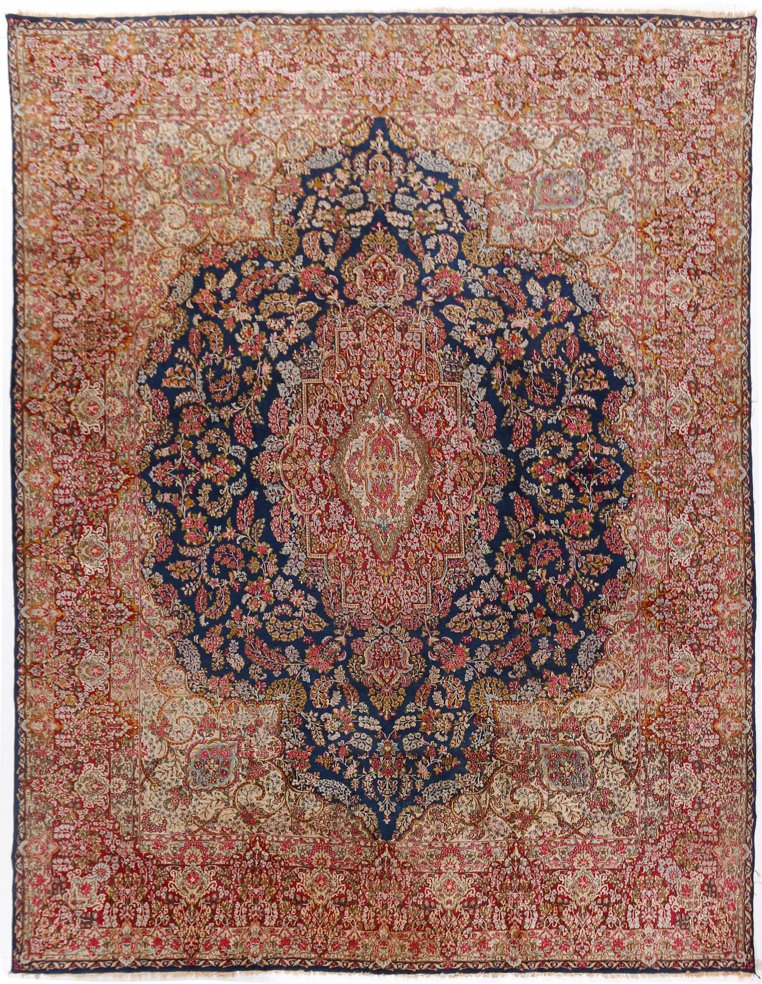 Persischer Kerman-Teppich im Vintage-Stil, um 1920, 9'7 x 12'7 cm, Vintage