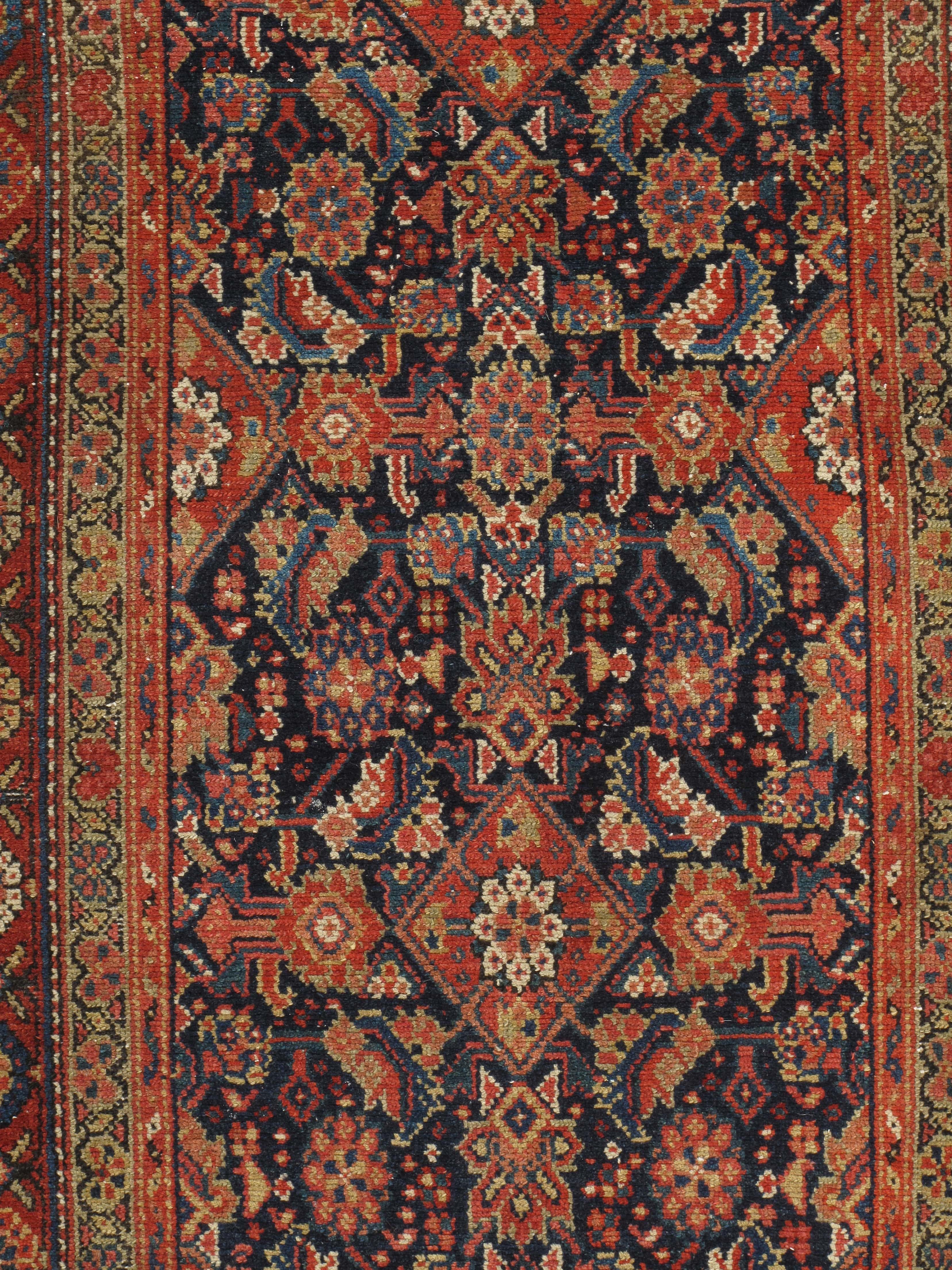 Vintage Circa 1920 Rot Persisch Malayer Teppich Läufer, 3'3 x 15'9 im Angebot 2