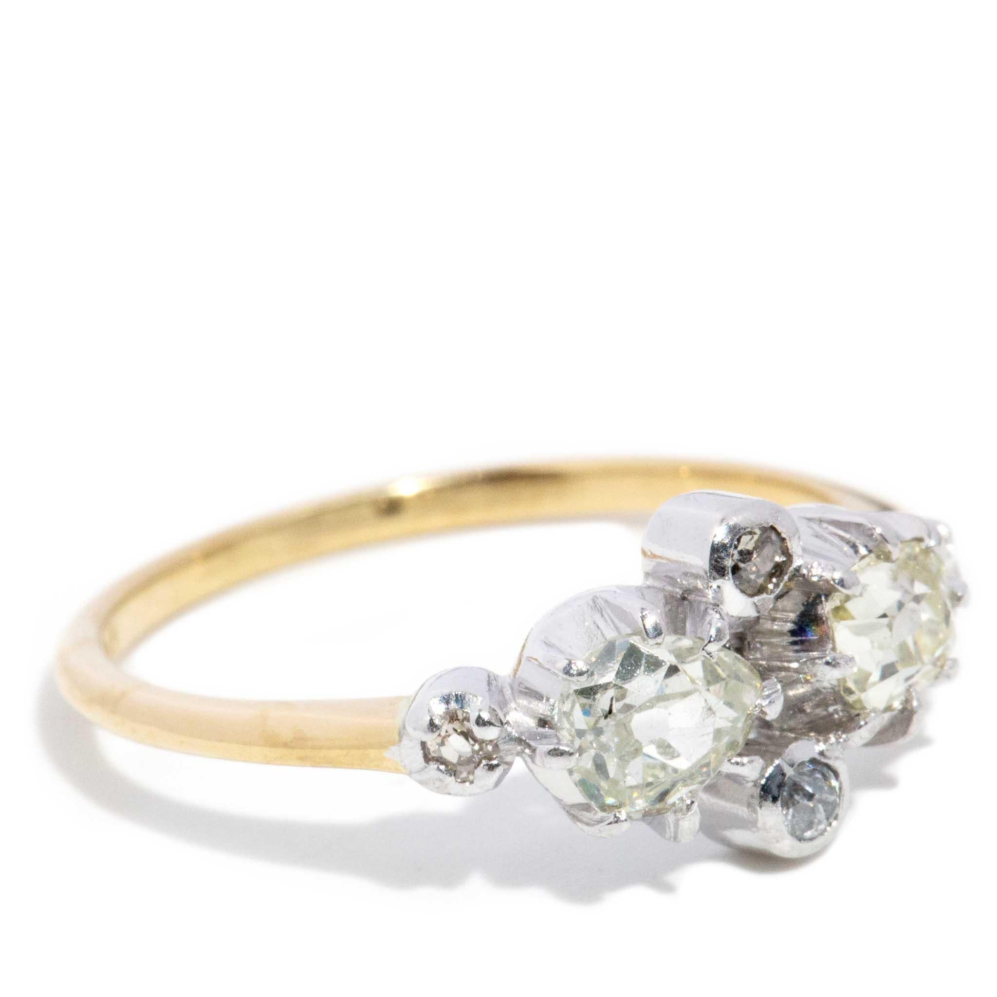 Modern Vintage Circa 1920s 0.64ct Old Cut Diamond Ring 18 Carat Yellow & White Gold For Sale