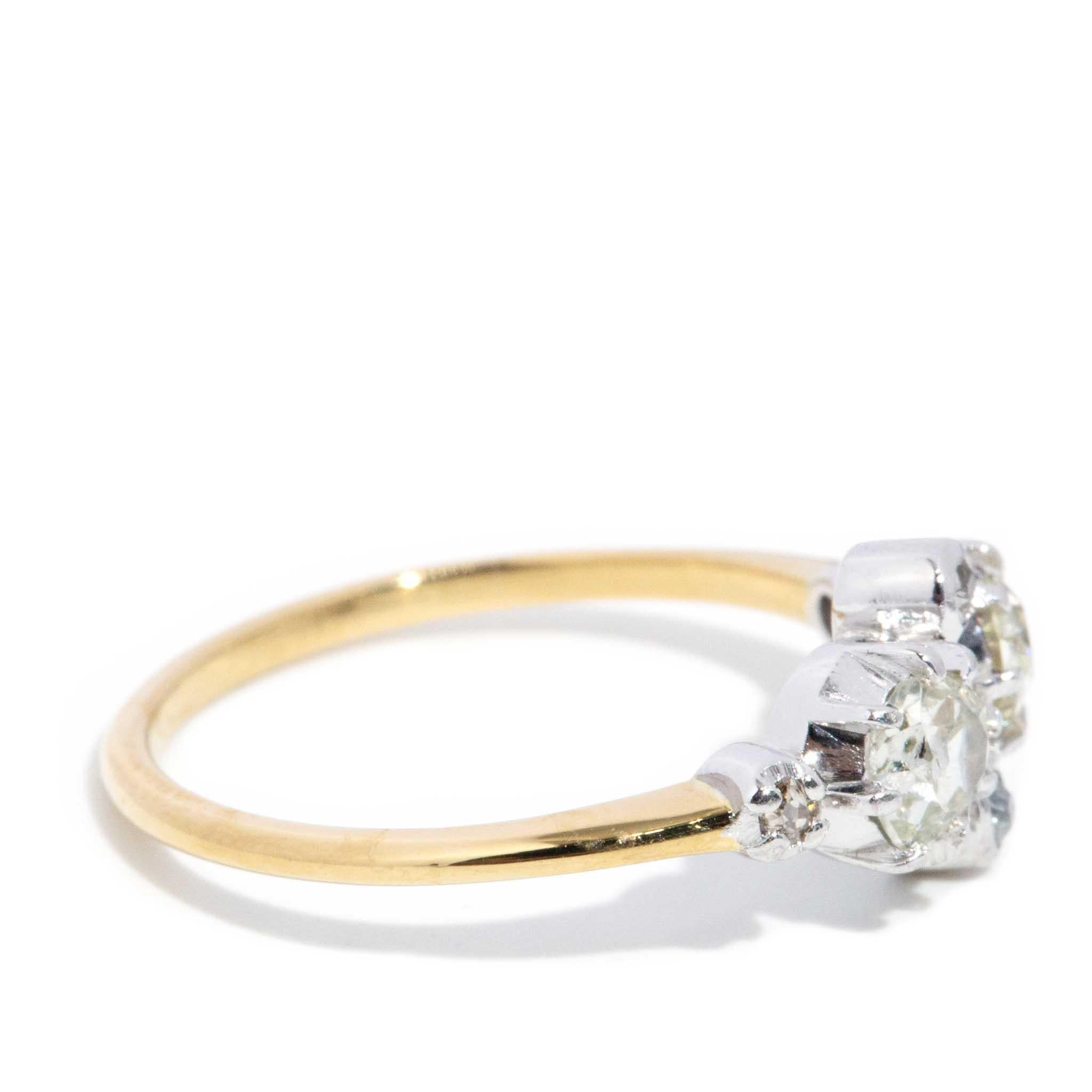 Vintage Circa 1920s 0.64ct Old Cut Diamond Ring 18 Carat Yellow & White Gold For Sale 1