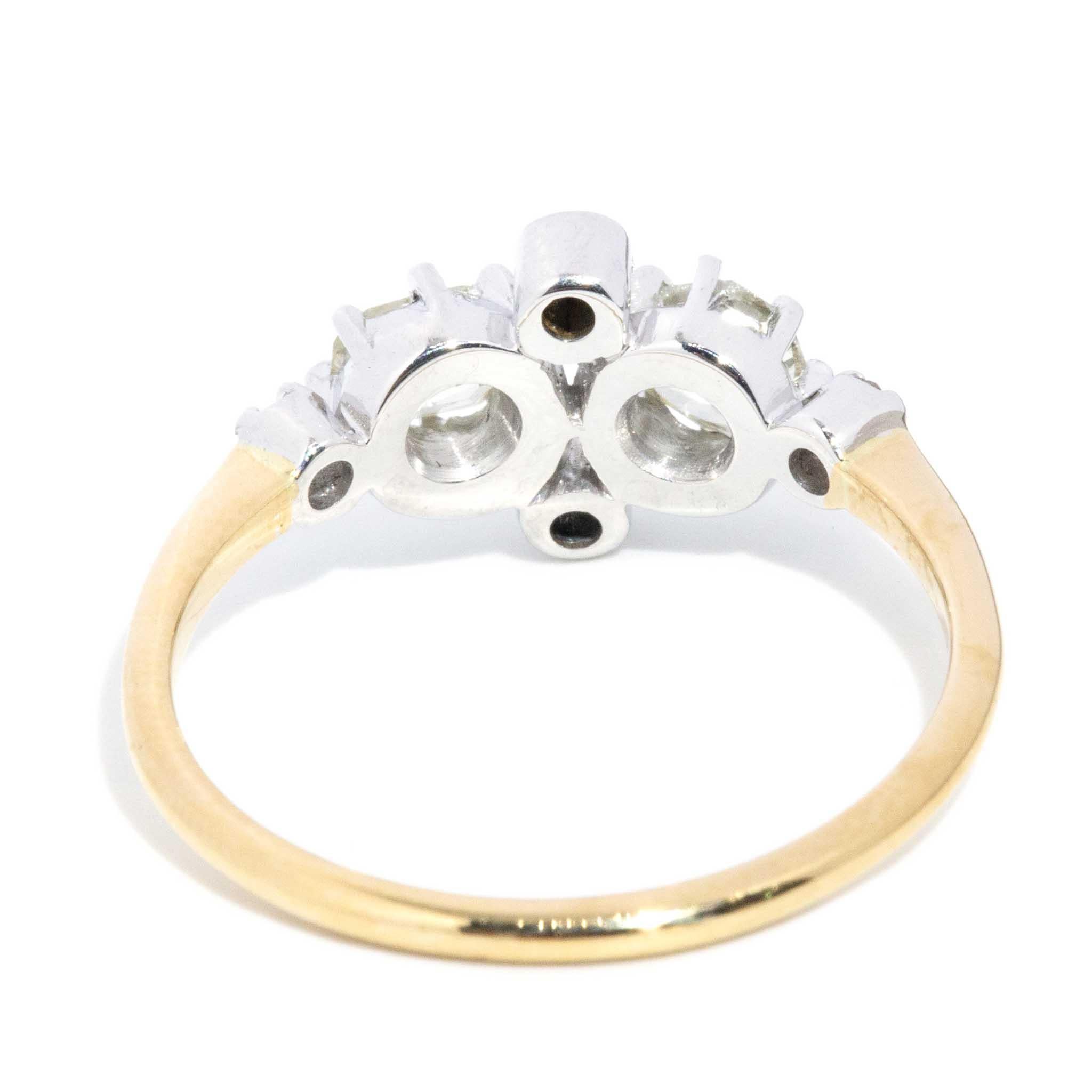 Vintage Circa 1920s 0.64ct Old Cut Diamond Ring 18 Carat Yellow & White Gold For Sale 3