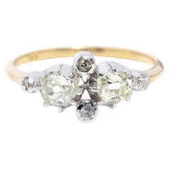 Vintage Circa 1920s 0.64ct Old Cut Diamond Ring 18 Carat Yellow & White Gold