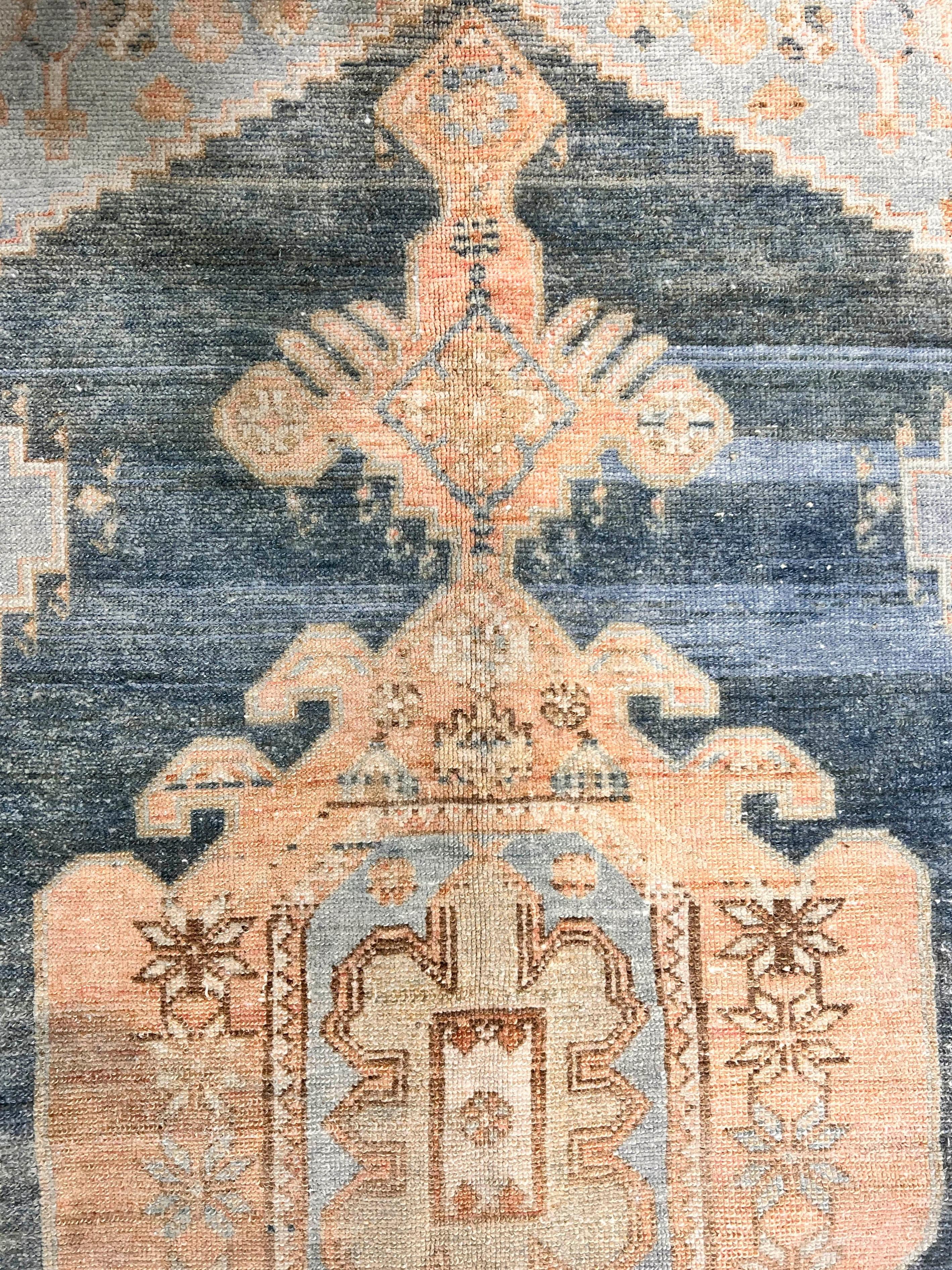 Wool Vintage Circa 1930 Blue Persian Malayer Hand Knotted Rug For Sale