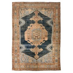 Blauer persischer Malayer-Teppich, handgeknüpft, Vintage, um 1930