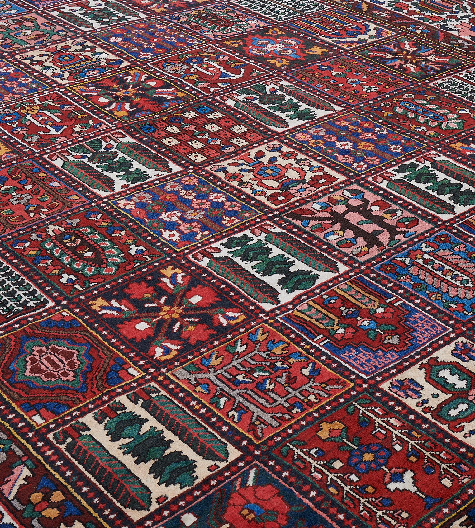 Hand-Knotted Vintage circa 1930 Handwoven Wool Persian Bakhtiari Rug For Sale