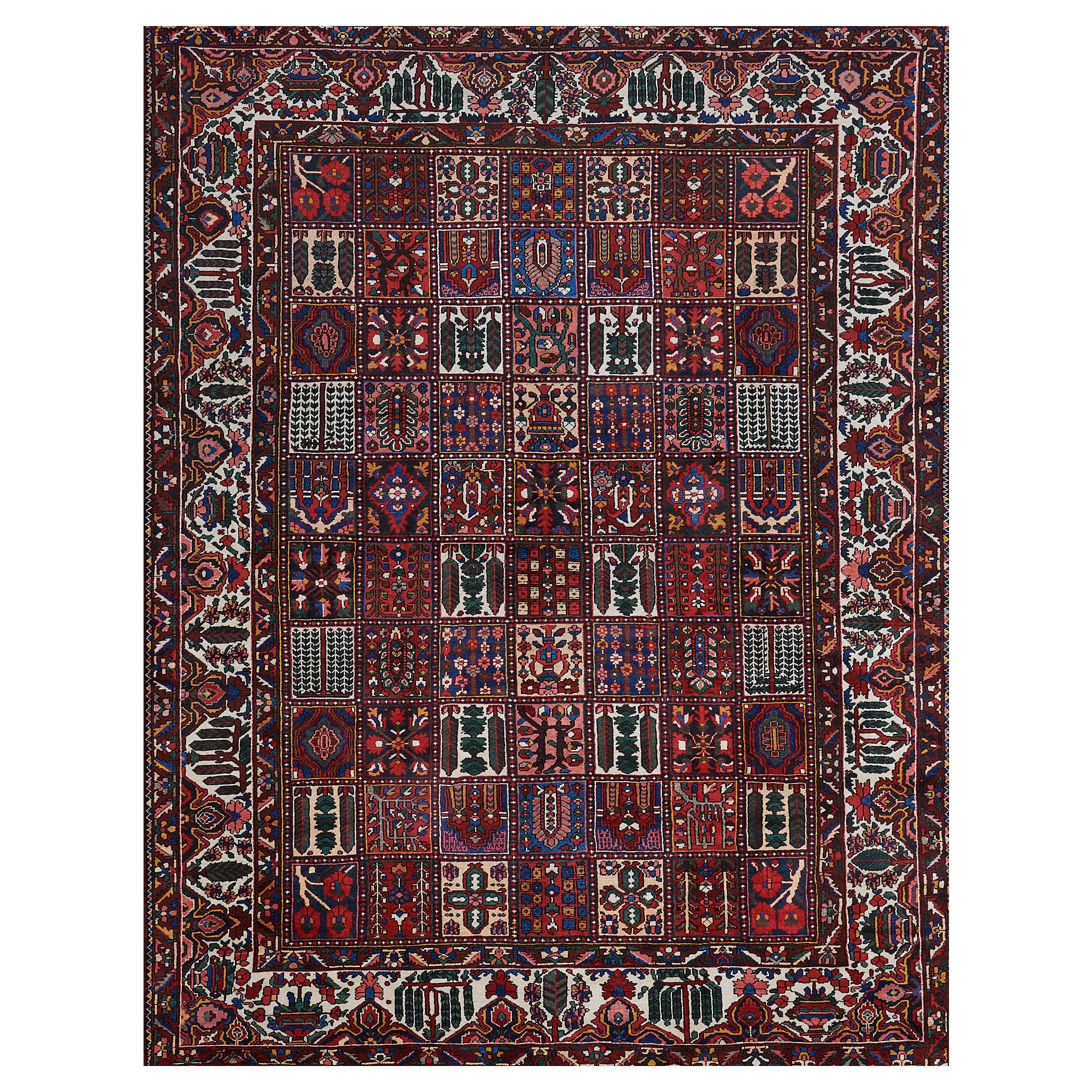 Vintage circa 1930 Handwoven Wool Persian Bakhtiari Rug