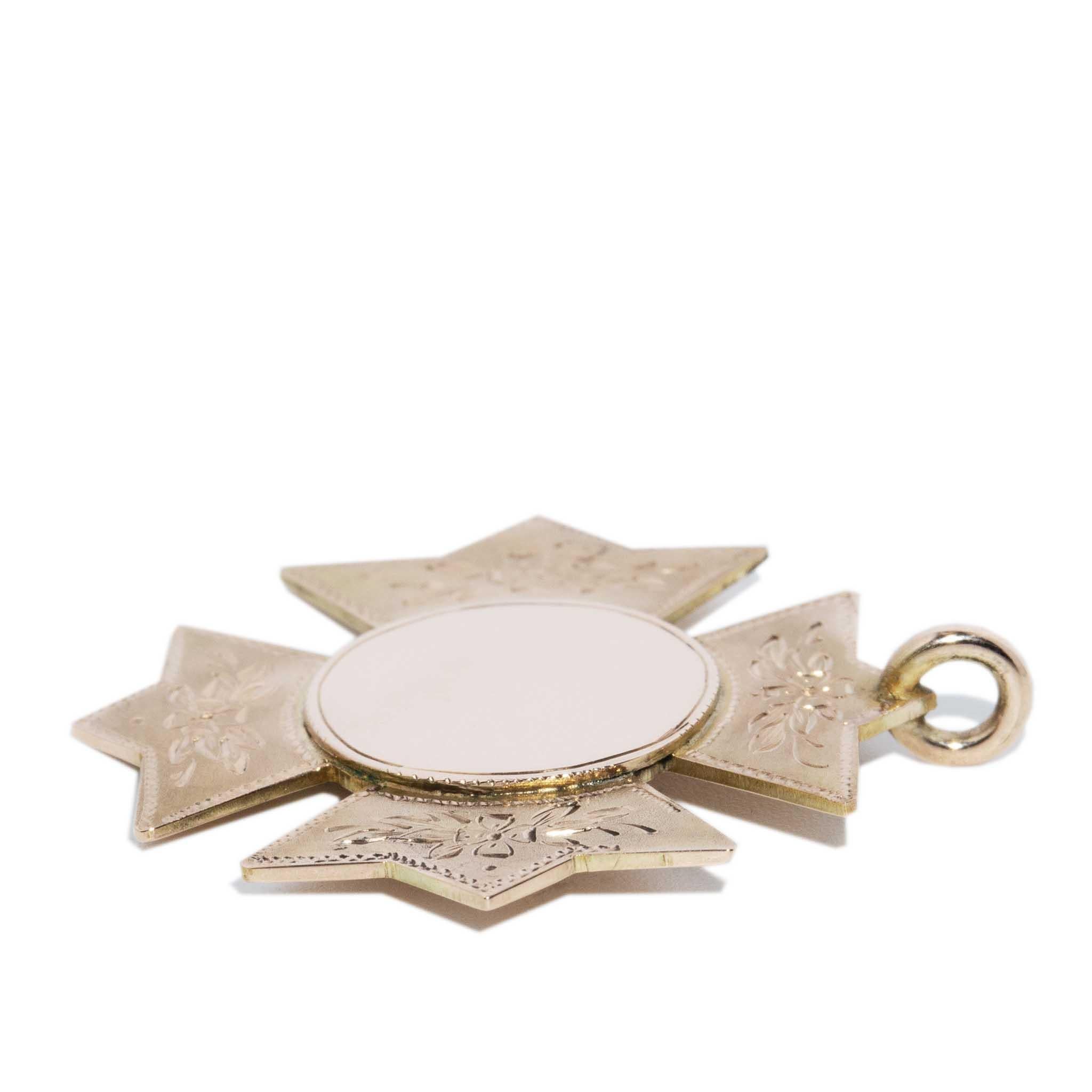 Donna Ciondolo premio a croce CIRCA 1930 in oro rosa 9 carati in vendita