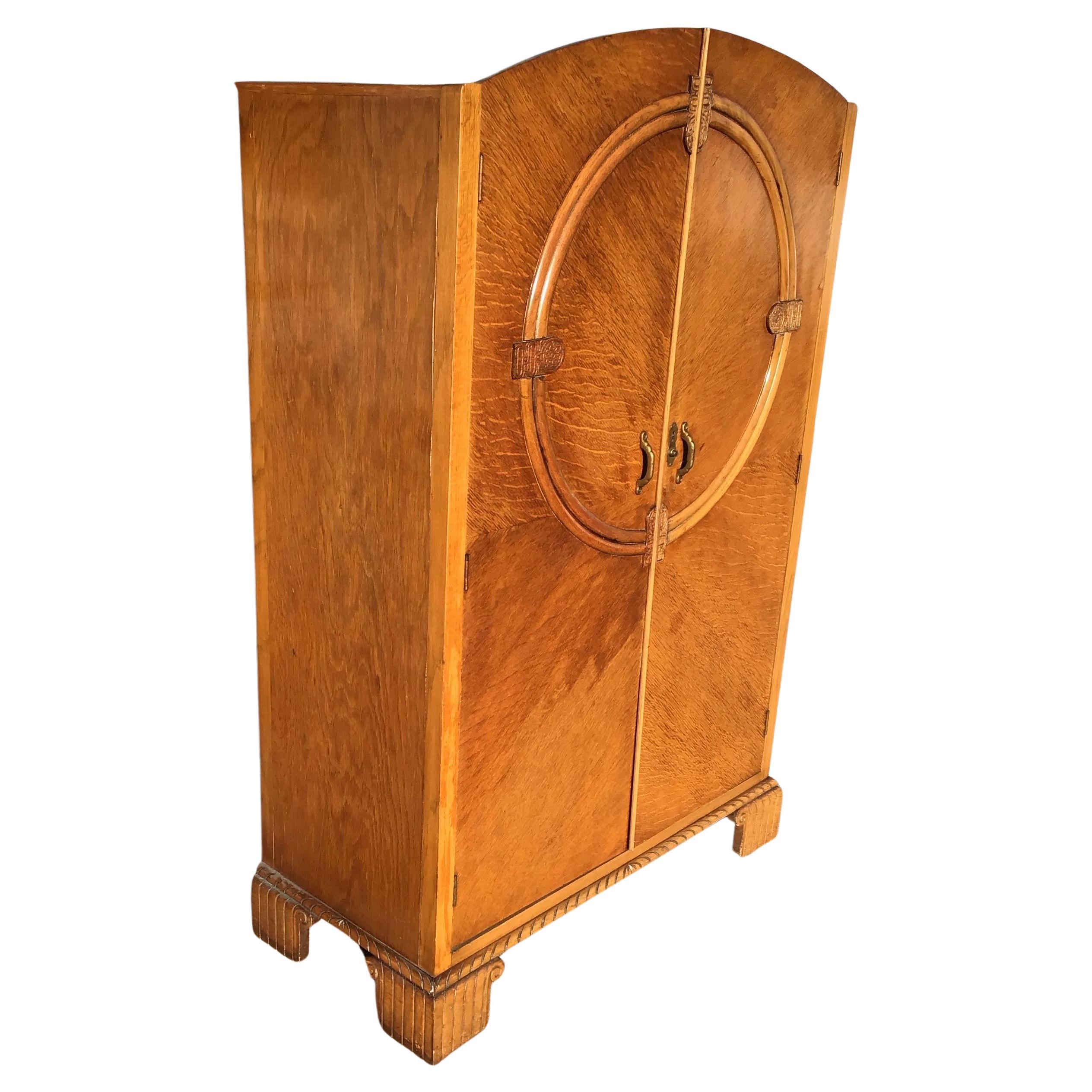 Art Deco Wardrobe, Wood, French Design, Circa 1930, Bold Geometry