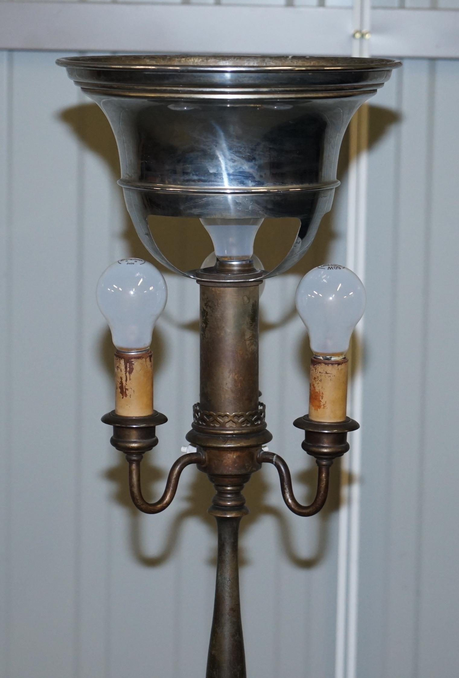 English Vintage circa 1930s Freestanding Art Deco Floor Lamp with Bakelite Switches