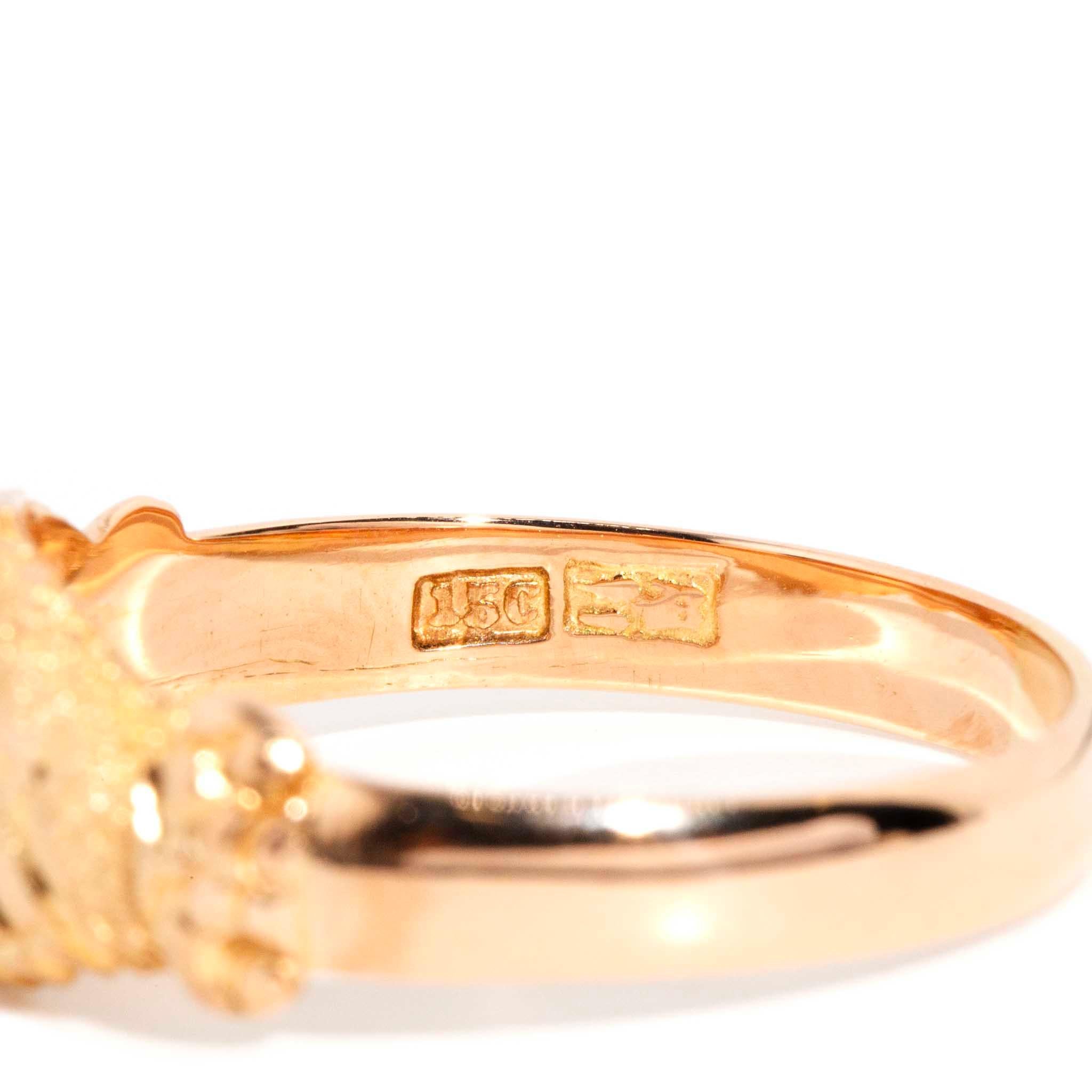 Vintage Circa 1930s Textured Fede Loyalty Ring 15 Carat Yellow Gold For Sale 5