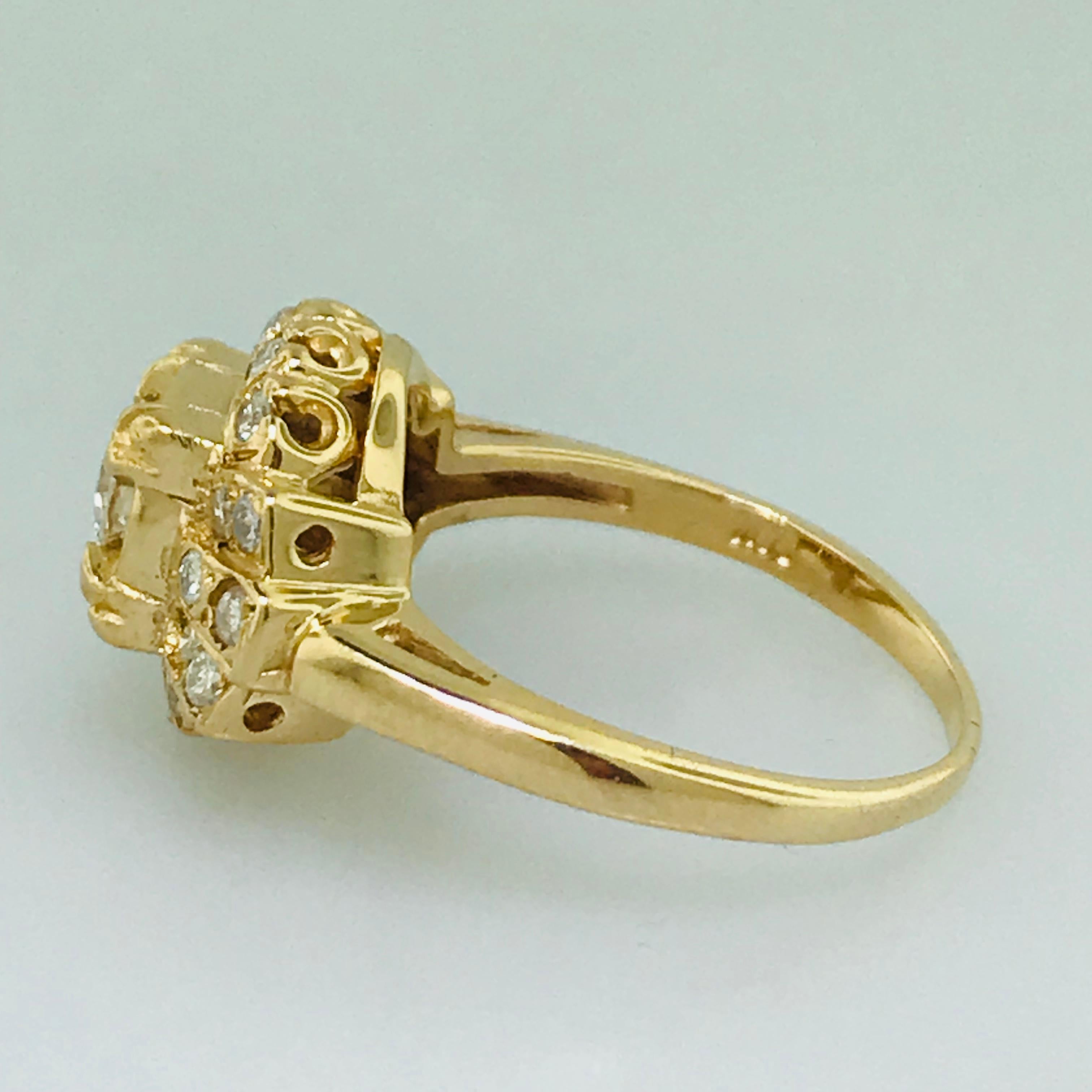 Romantic Vintage circa 1935 .50 Carat Diamond Engagement Ring in 14 Karat Yellow Gold For Sale