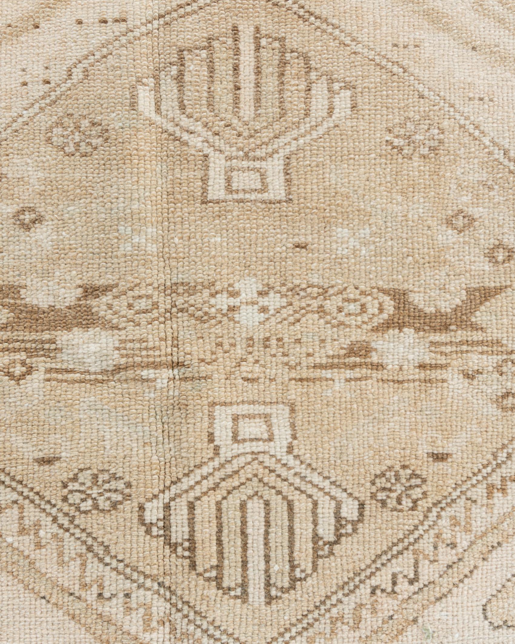 Vintage CIRCA 1940 Beige Persisch Hamadan Bereich Teppich  4' x 6'7 im Zustand „Gut“ im Angebot in New York, NY