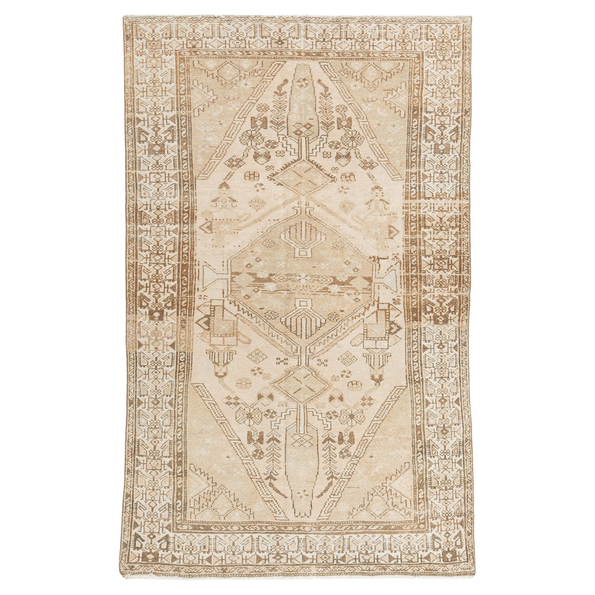 Vintage CIRCA 1940 Beige Persisch Hamadan Bereich Teppich  4' x 6'7