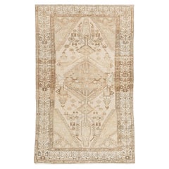 Vintage Circa 1940 Beige Persian Hamadan Area Rug  4' x 6'7