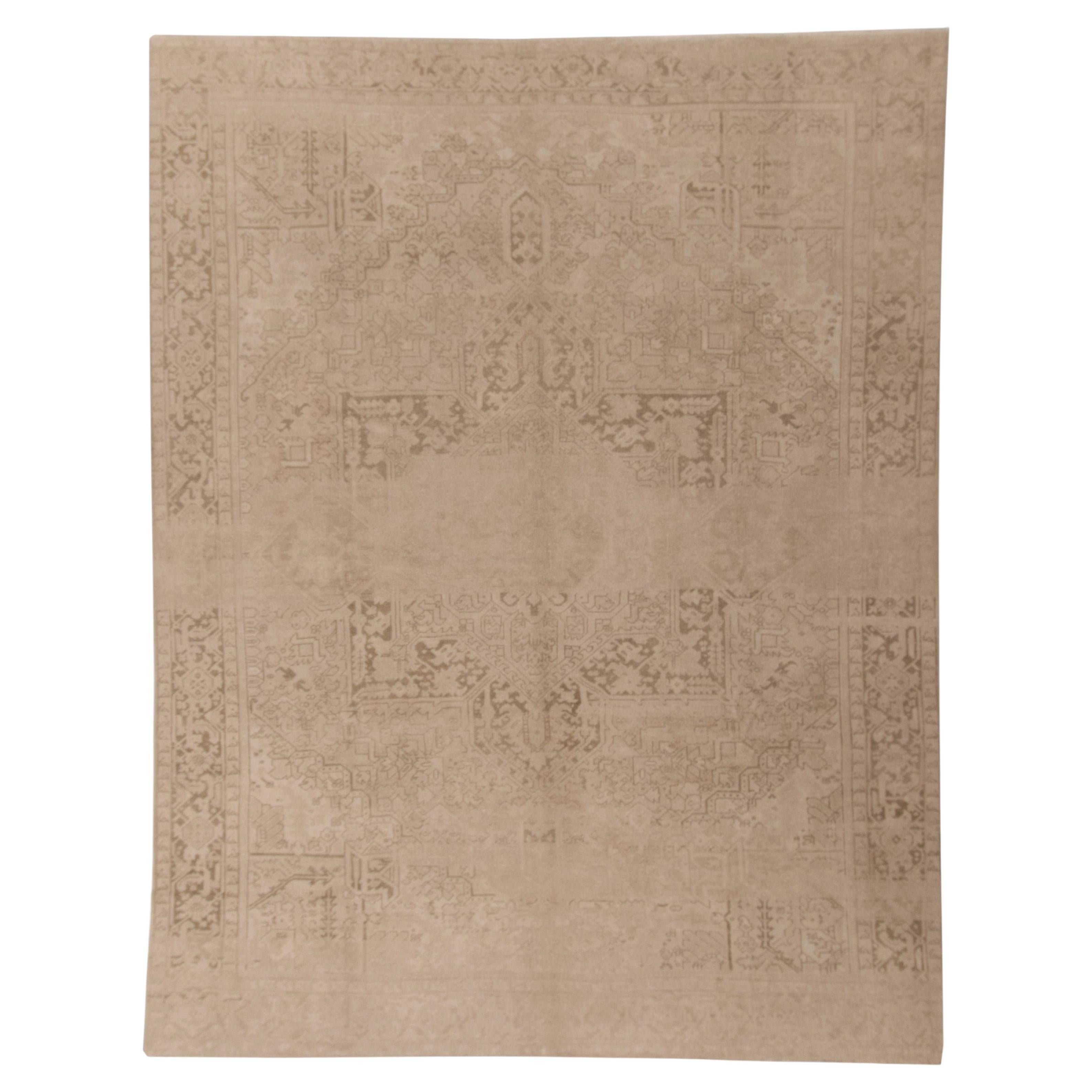 Vintage Circa 1940 Beige Subdued Hand Knotted Rug 9'5 X 12'8