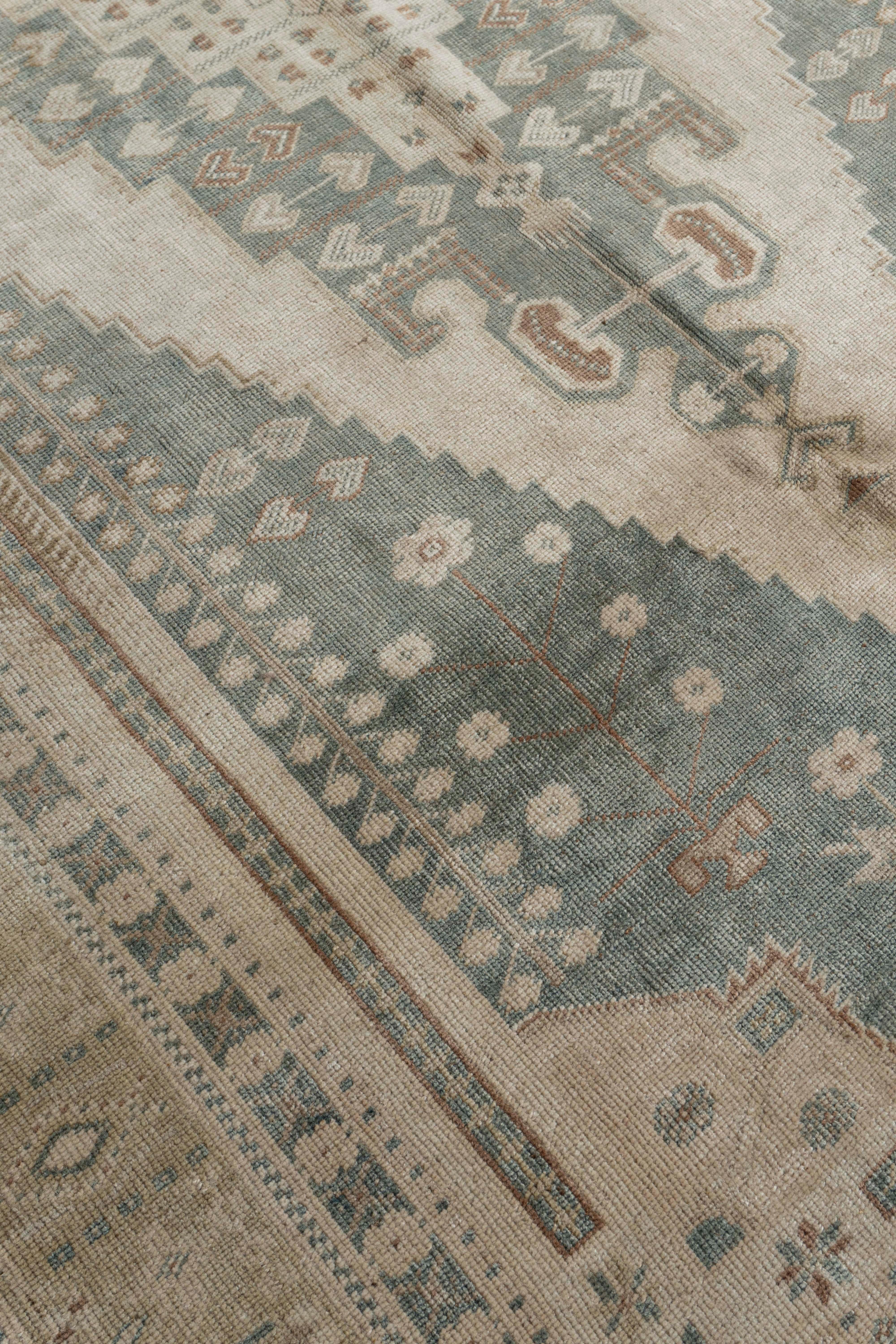 Vintage CIRCA 1940 Beige Türkischer Oushak Handgeknüpfter Wollteppich im Angebot 6