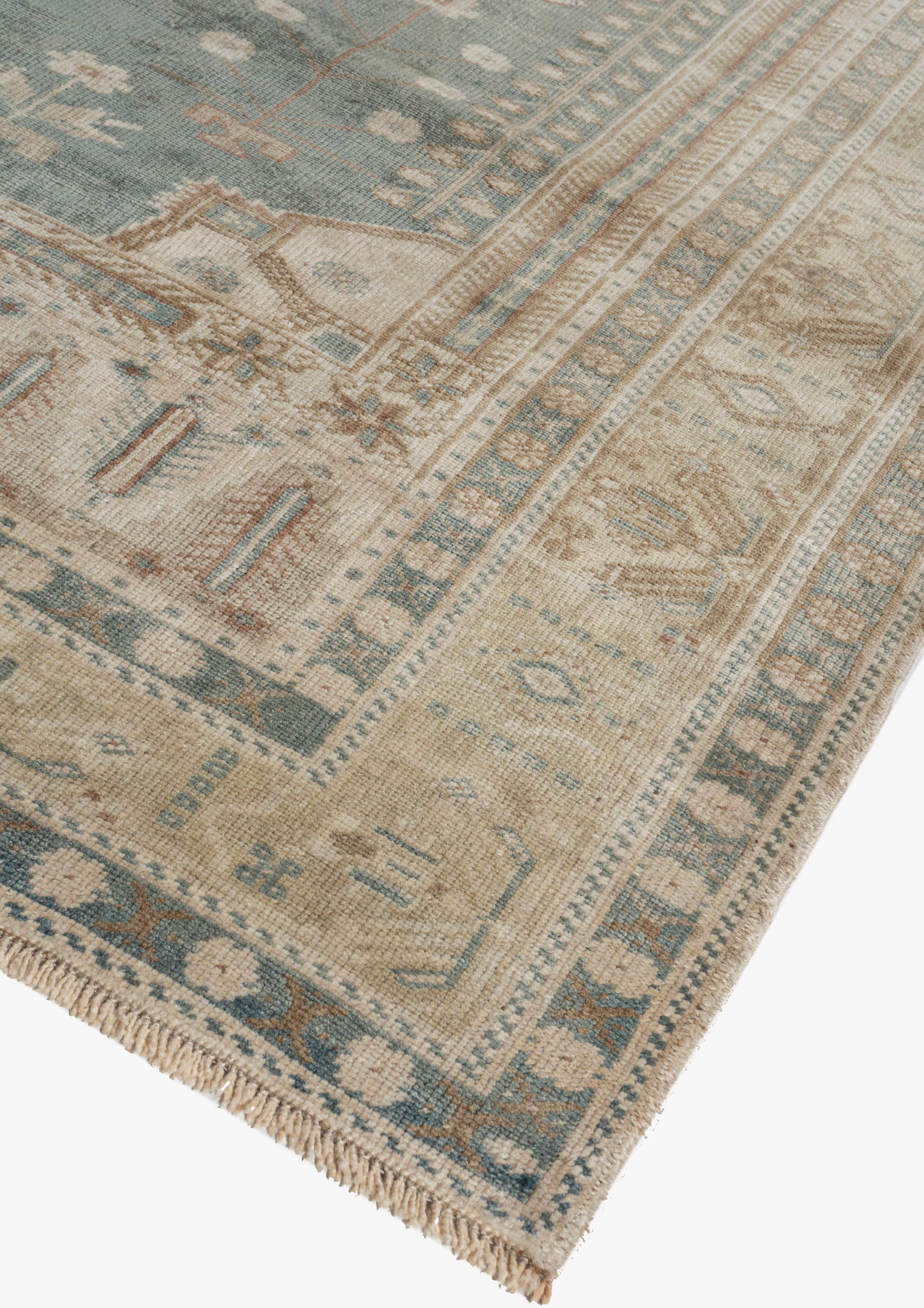 Vintage CIRCA 1940 Beige Türkischer Oushak Handgeknüpfter Wollteppich im Angebot 8