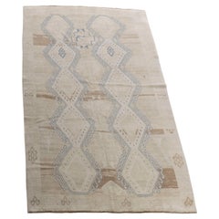 Vintage Circa 1940 Beige Turkish Oushak Kars Hand Knotted Rug