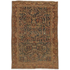 Vintage CIRCA 1940 Blau Distressed Persisch Mahal Teppich, 4
6 x 6
7