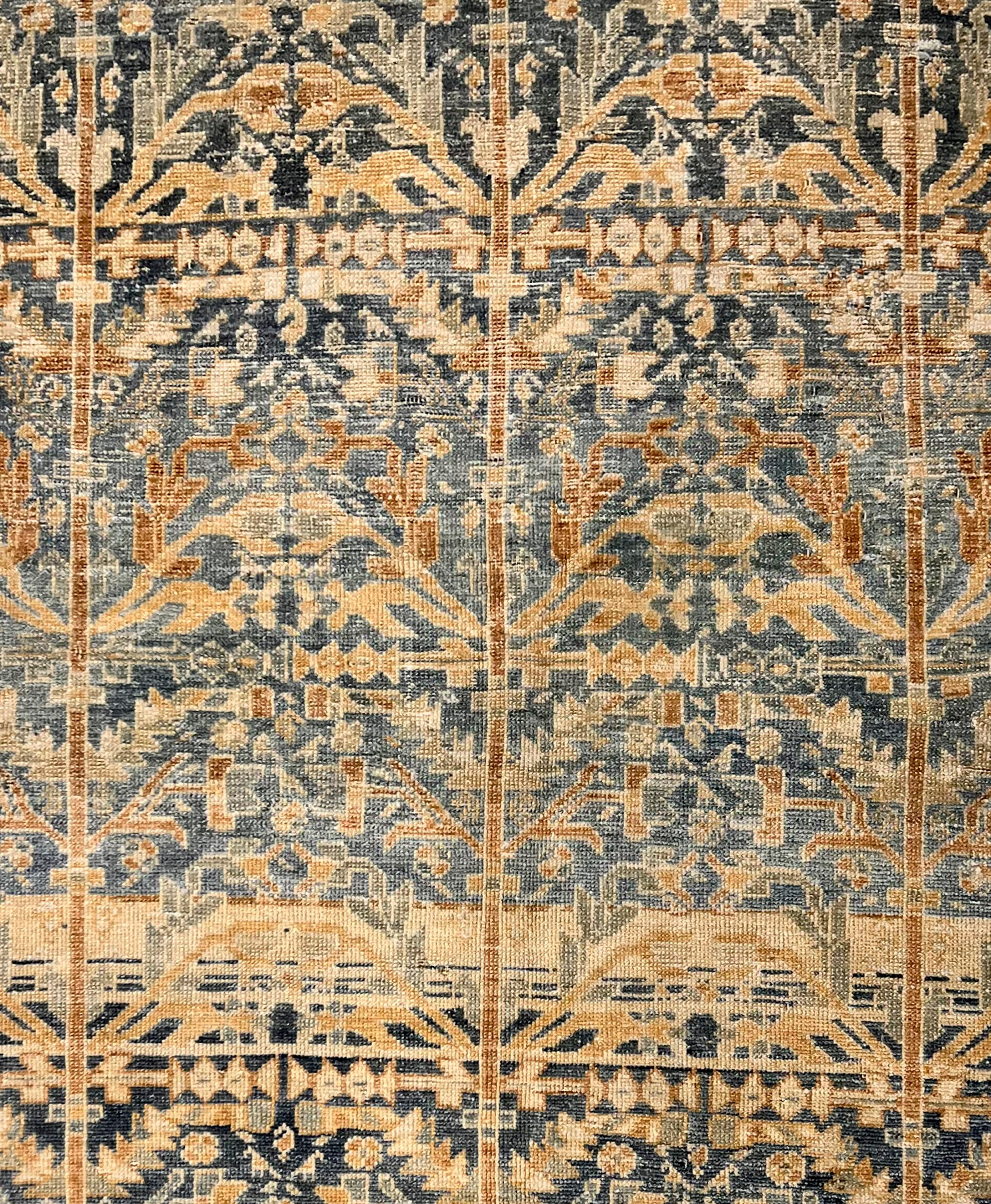 Persian Vintage Circa 1940 Blue Lightly Distressed  Malayer Hand Knotted Rug 3' X 5' For Sale