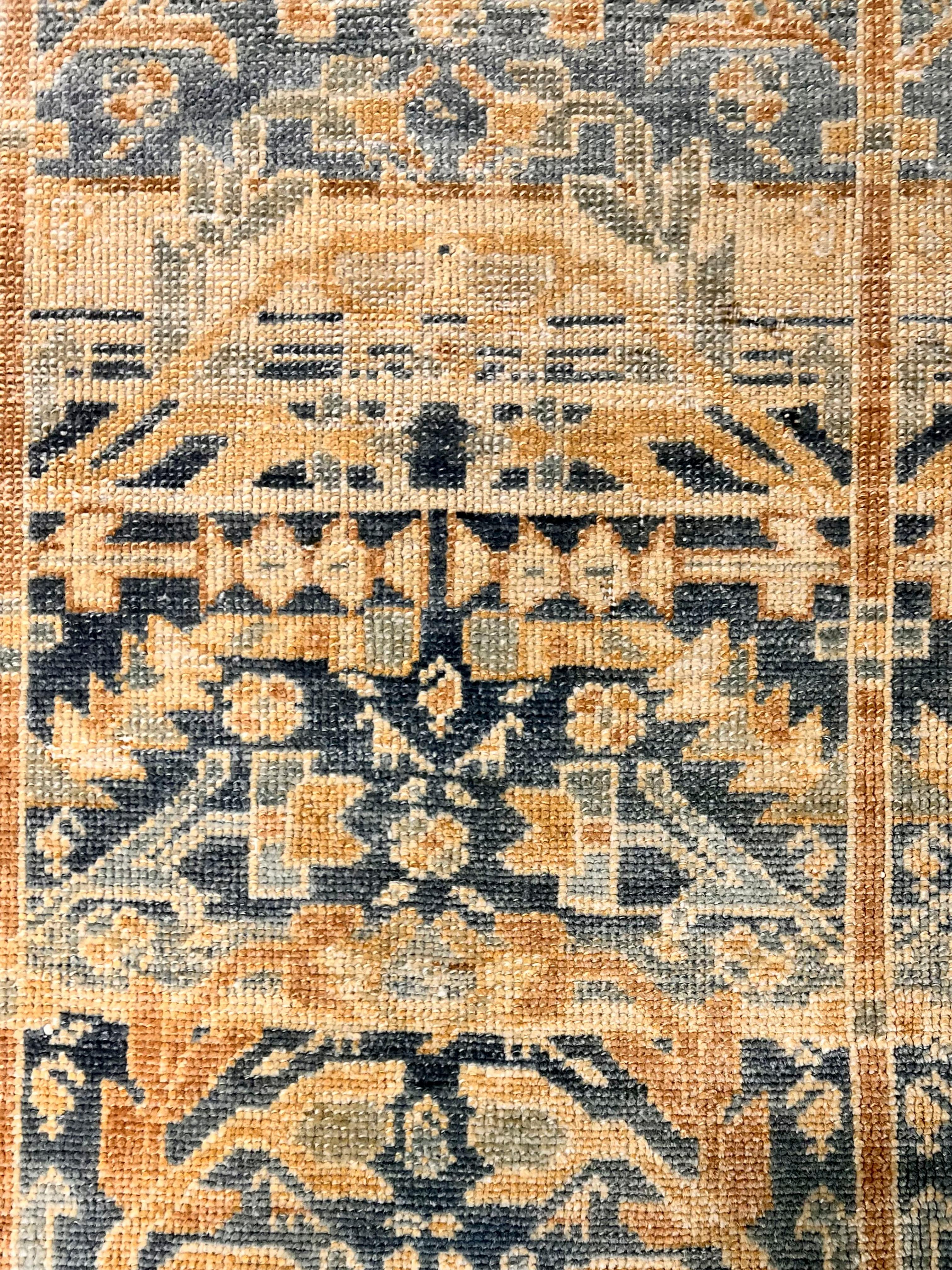 20th Century Vintage Circa 1940 Blue Lightly Distressed  Malayer Hand Knotted Rug 3' X 5' For Sale