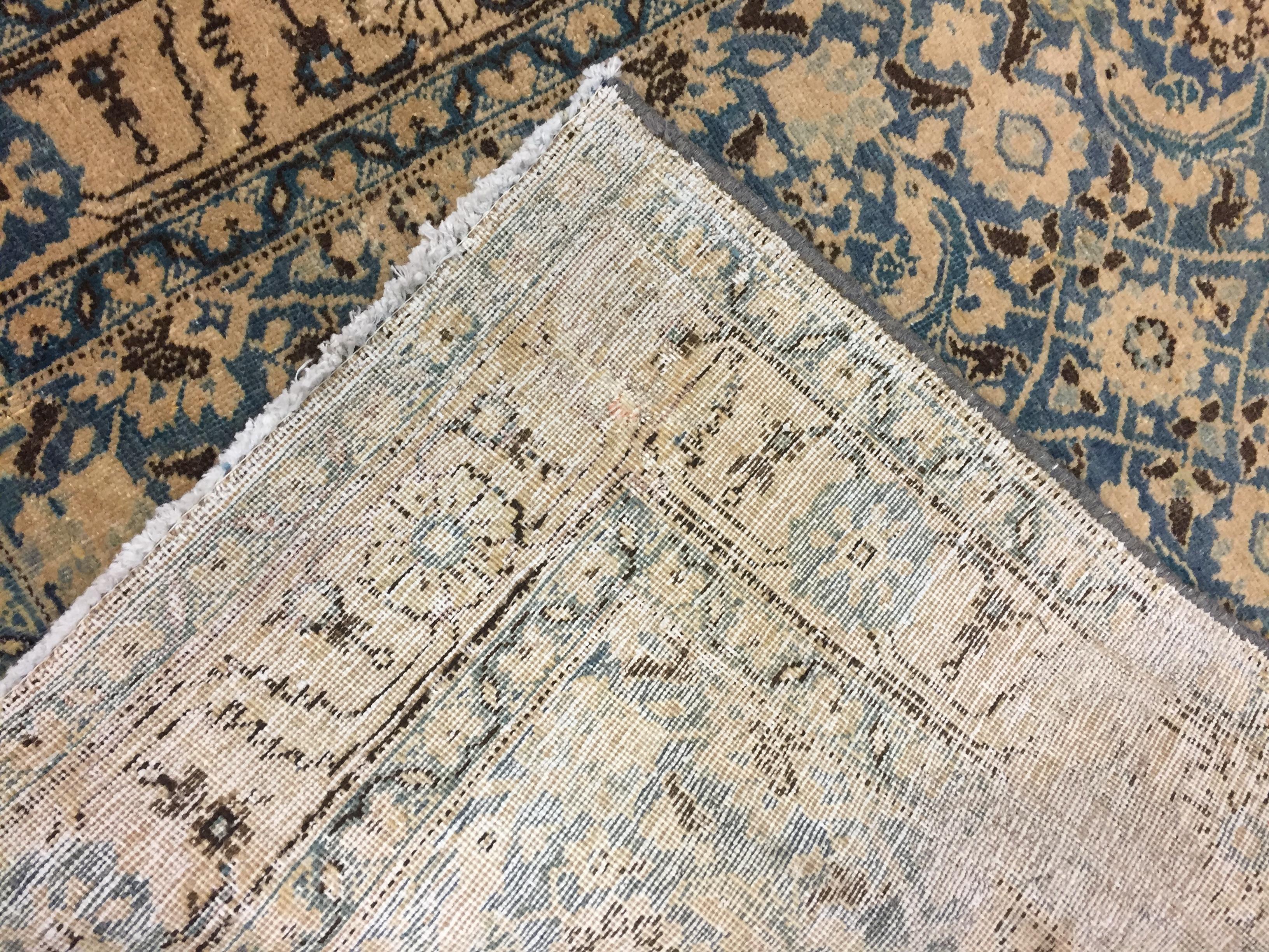 Vintage By, circa 1940, Runner Tabriz persiano blu in vendita 1