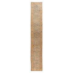 Tapis de couloir persan bleu Tabriz vintage datant d'environ 1940