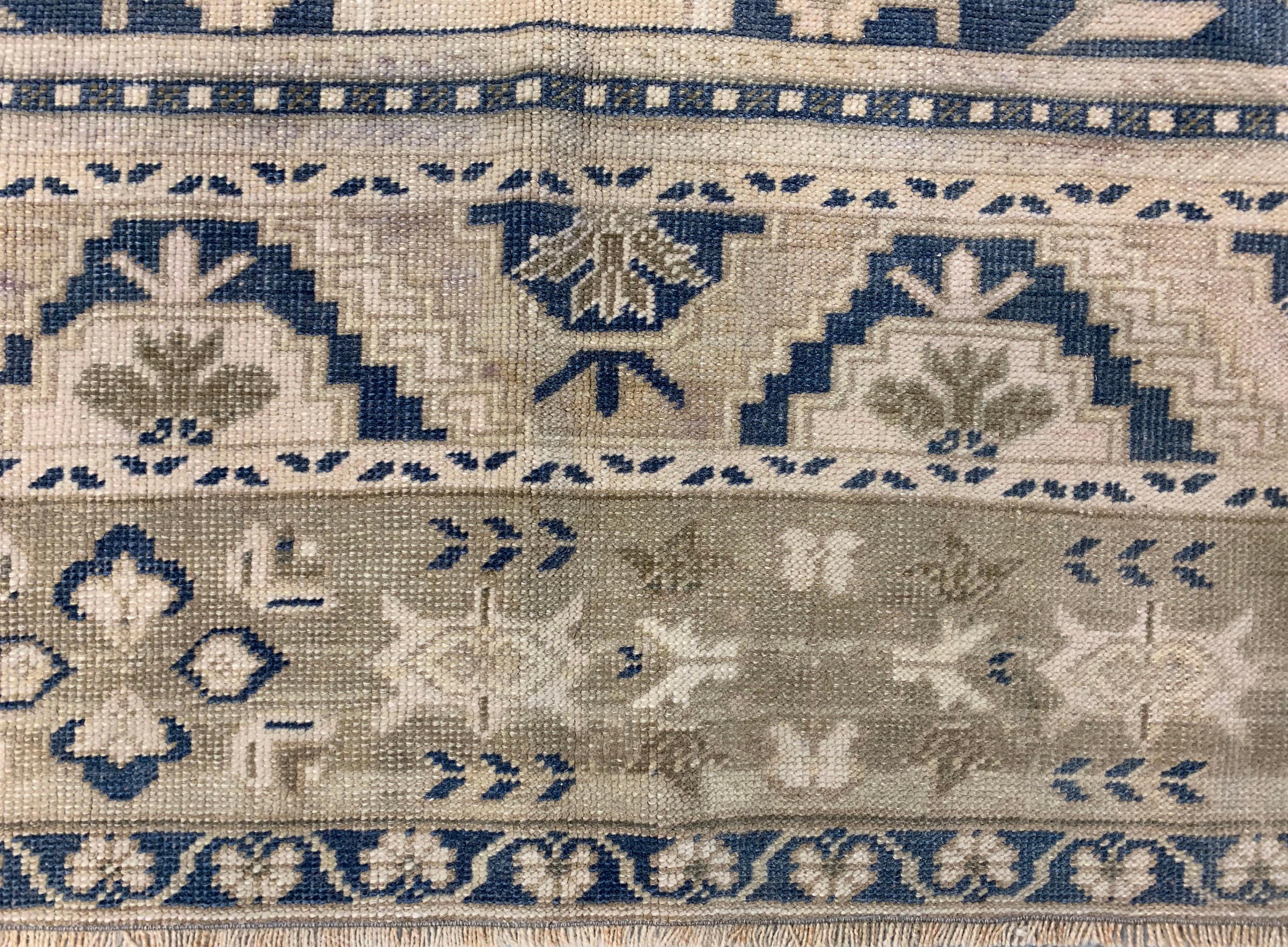 Vintage CIRCA 1940 Blau Türkisch Oushak Bereich Teppich  6' x 11'8 im Angebot 4