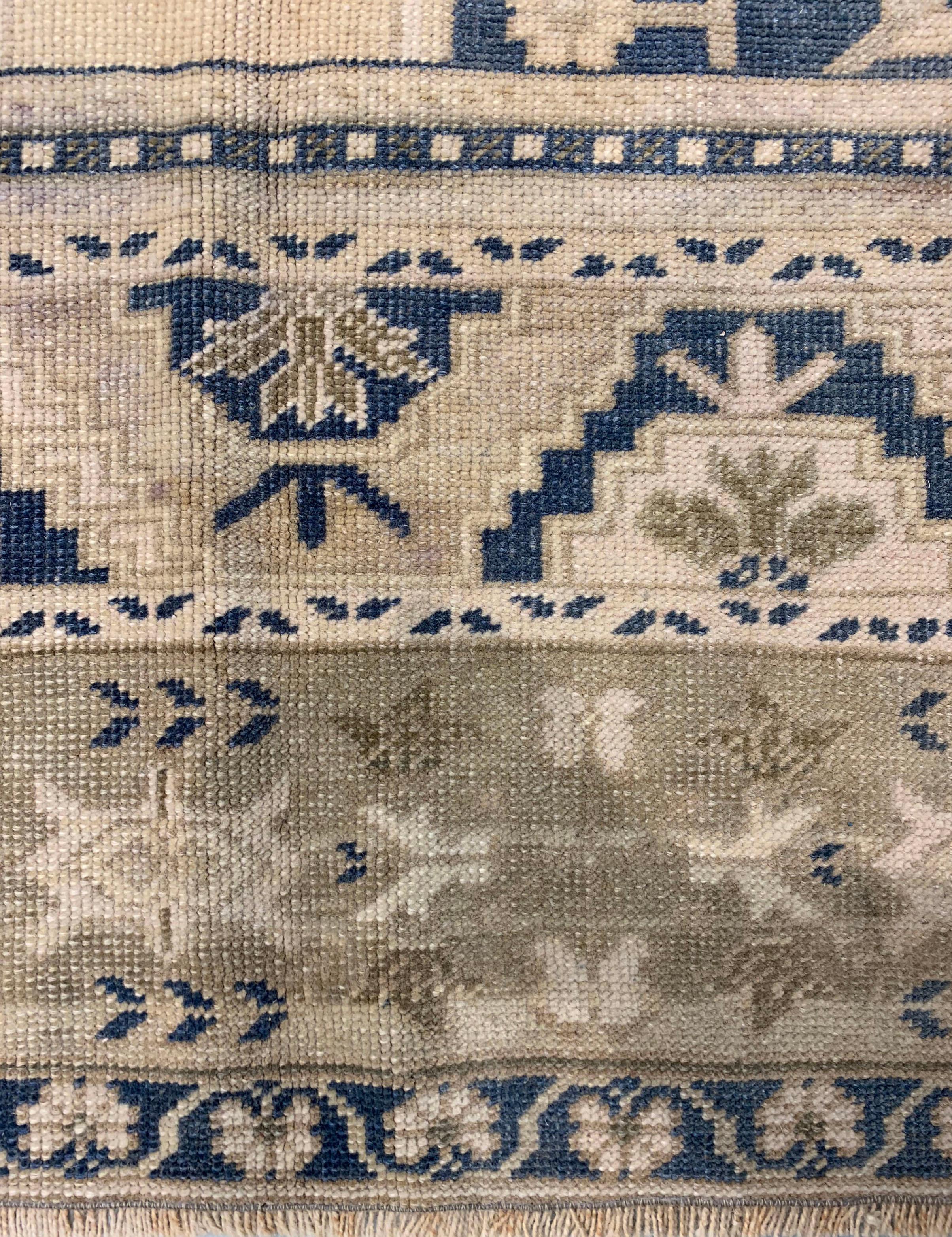Vintage CIRCA 1940 Blau Türkisch Oushak Bereich Teppich  6' x 11'8 im Angebot 3