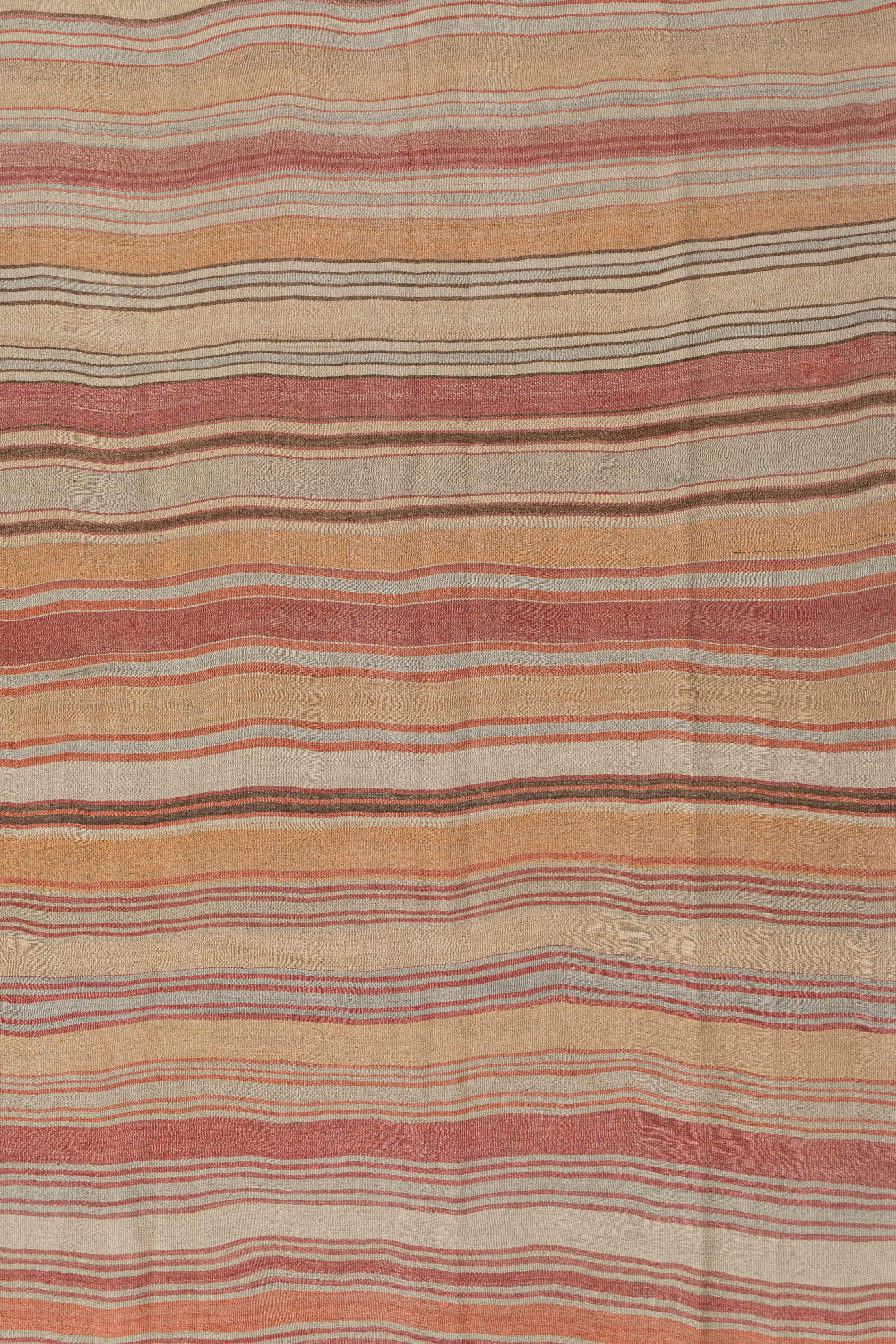 Vintage Circa 1940 Brown Turkish Kilim Flatweave Rug For Sale 4