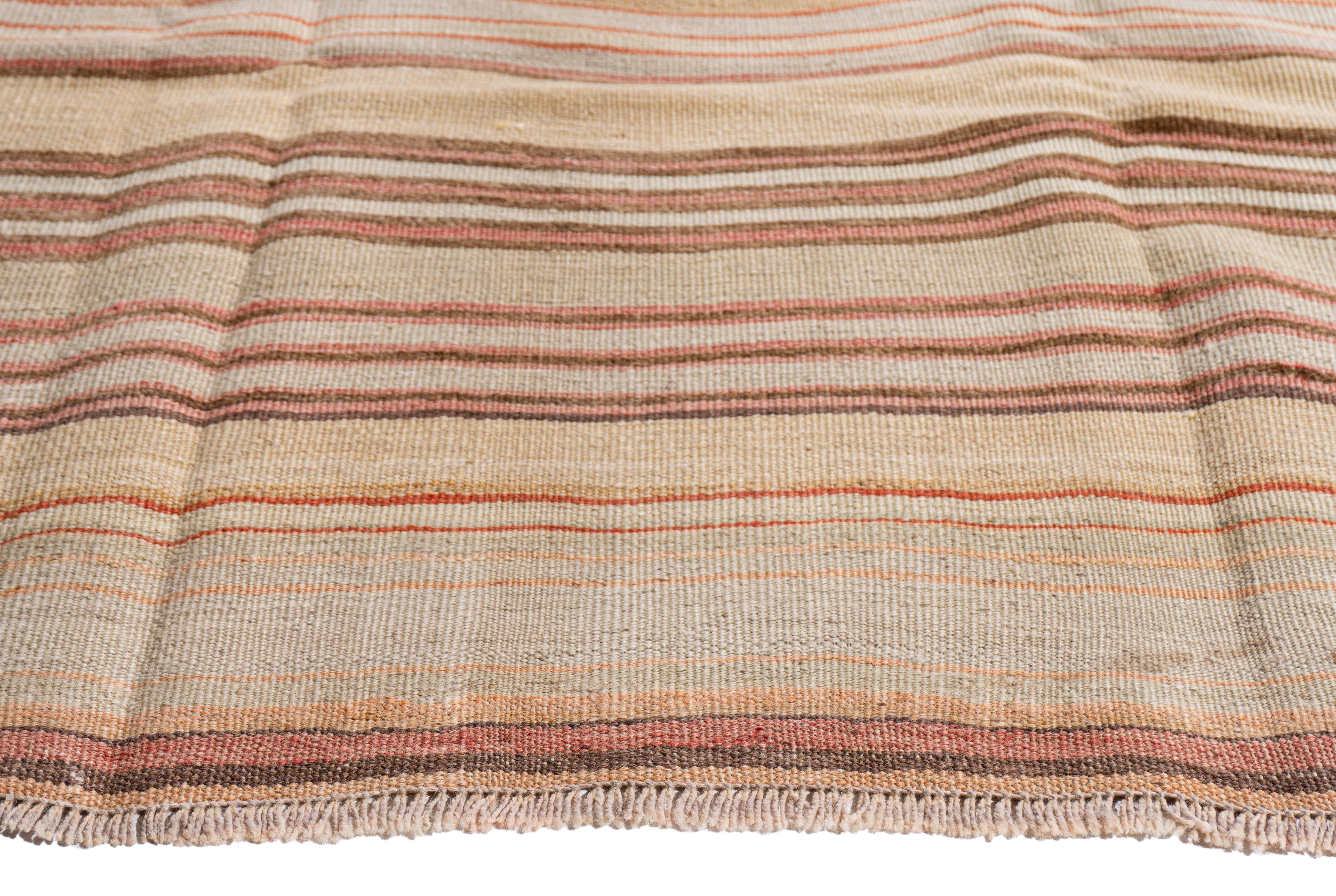 Vintage Circa 1940 Brown Turkish Kilim Flatweave Rug For Sale 5
