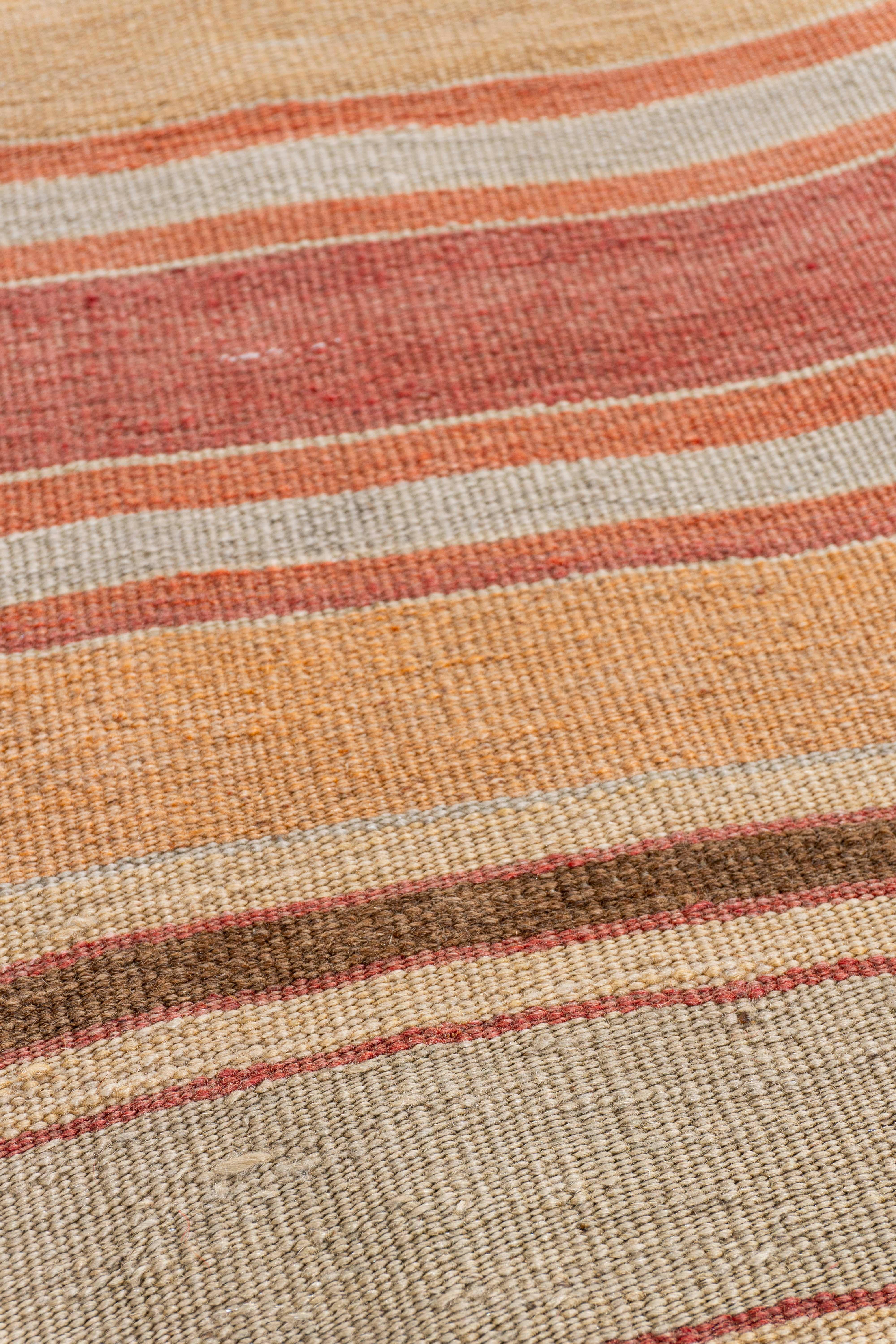 Vintage Circa 1940 Brown Turkish Kilim Flatweave Rug For Sale 6