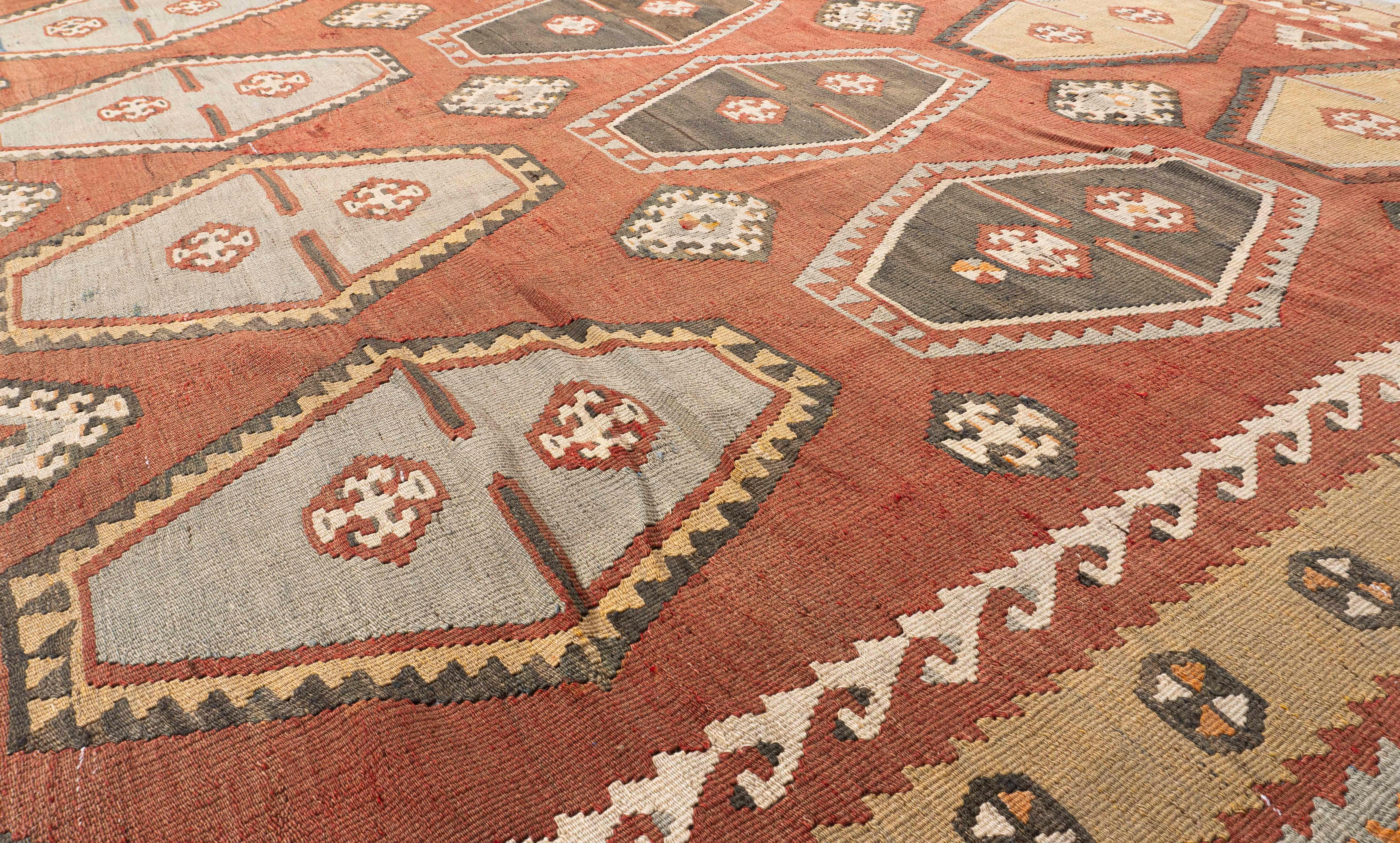 20th Century Vintage Circa 1940 Brown Turkish Kilim Flatweave Rug For Sale