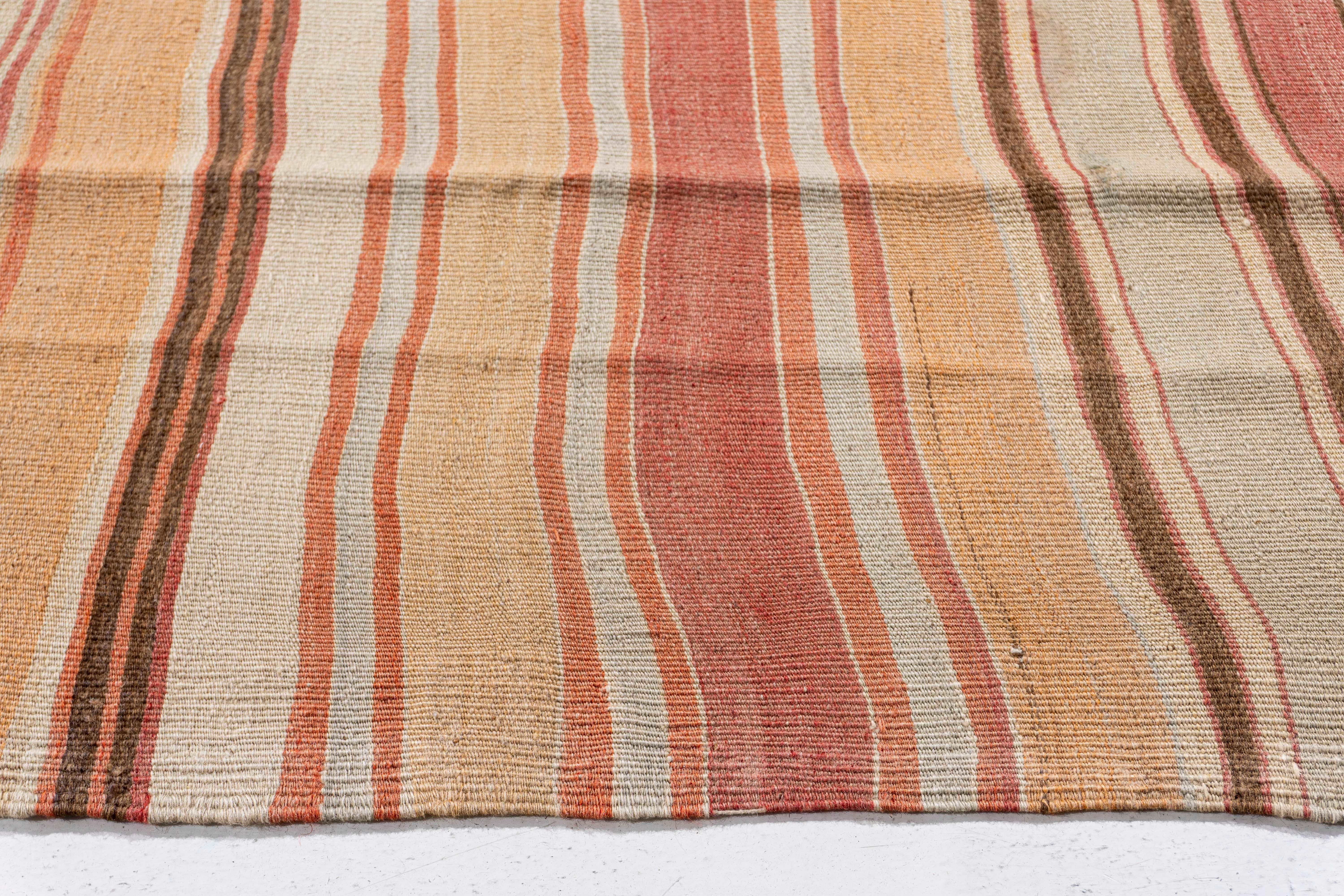 20th Century Vintage Circa 1940 Brown Turkish Kilim Flatweave Rug For Sale