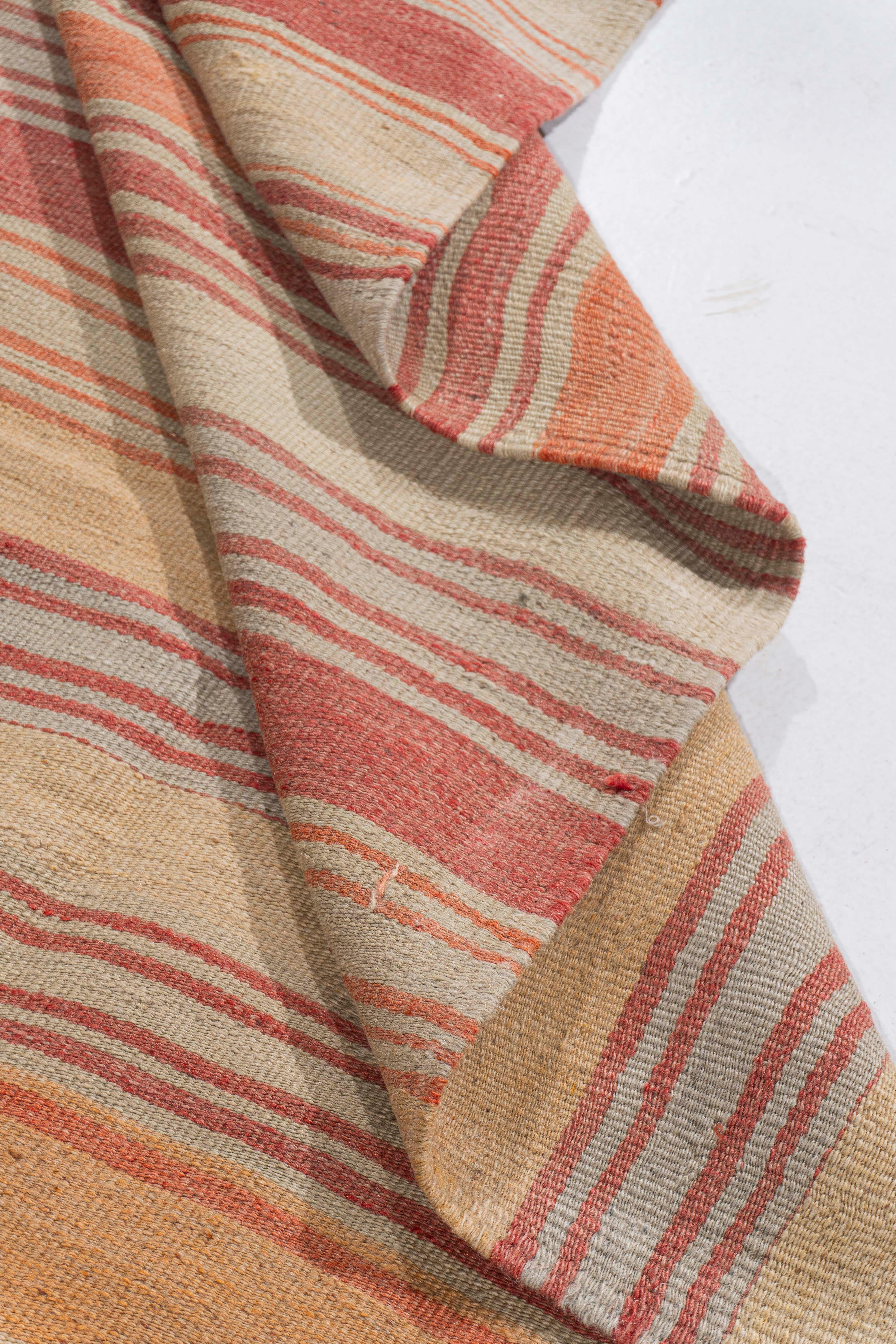 Wool Vintage Circa 1940 Brown Turkish Kilim Flatweave Rug For Sale