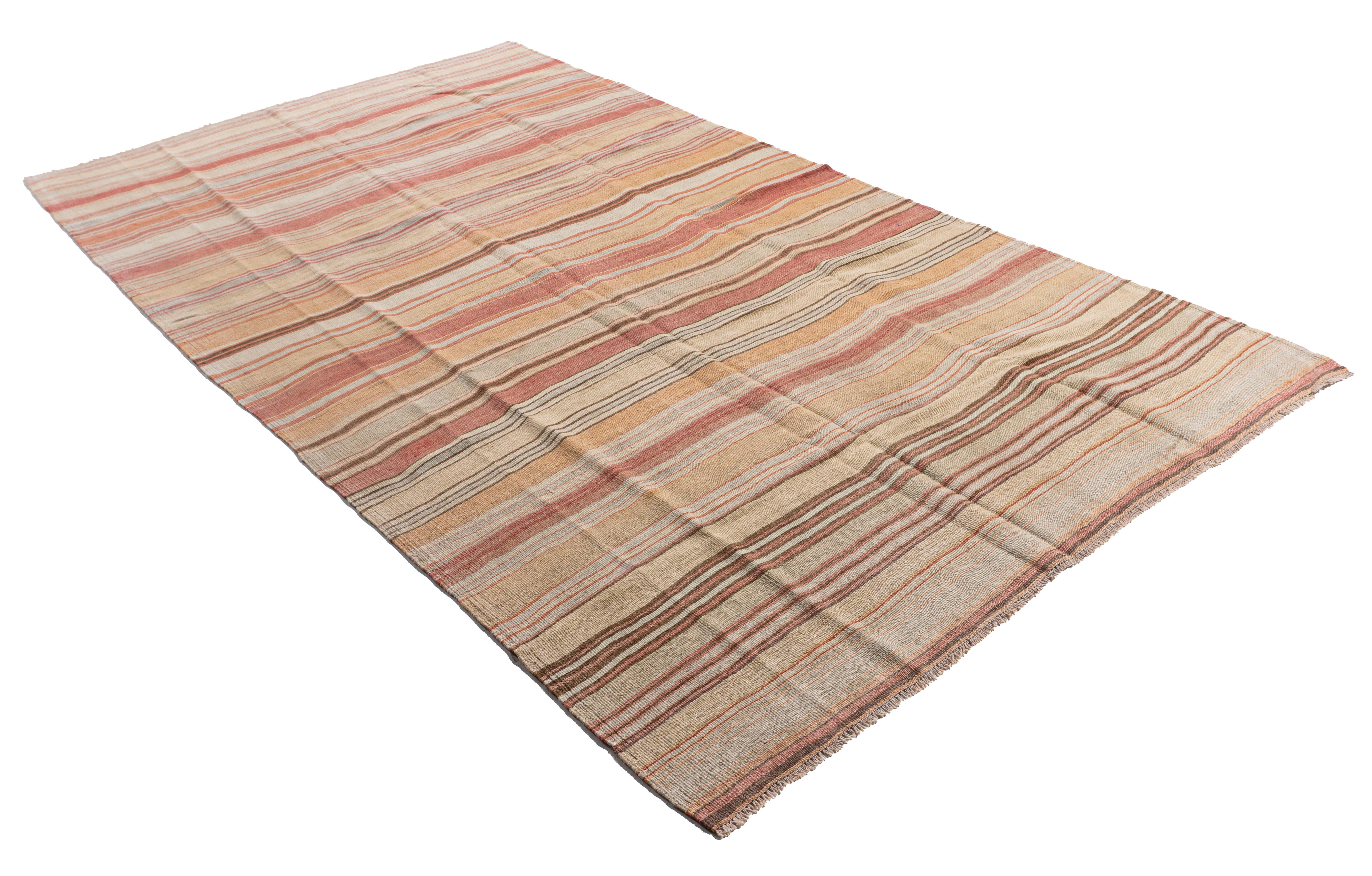 Vintage Circa 1940 Brown Turkish Kilim Flatweave Rug For Sale 2