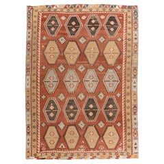 Rug & Kilim Brown Flatweave Rug Circa 1940 Vintage
