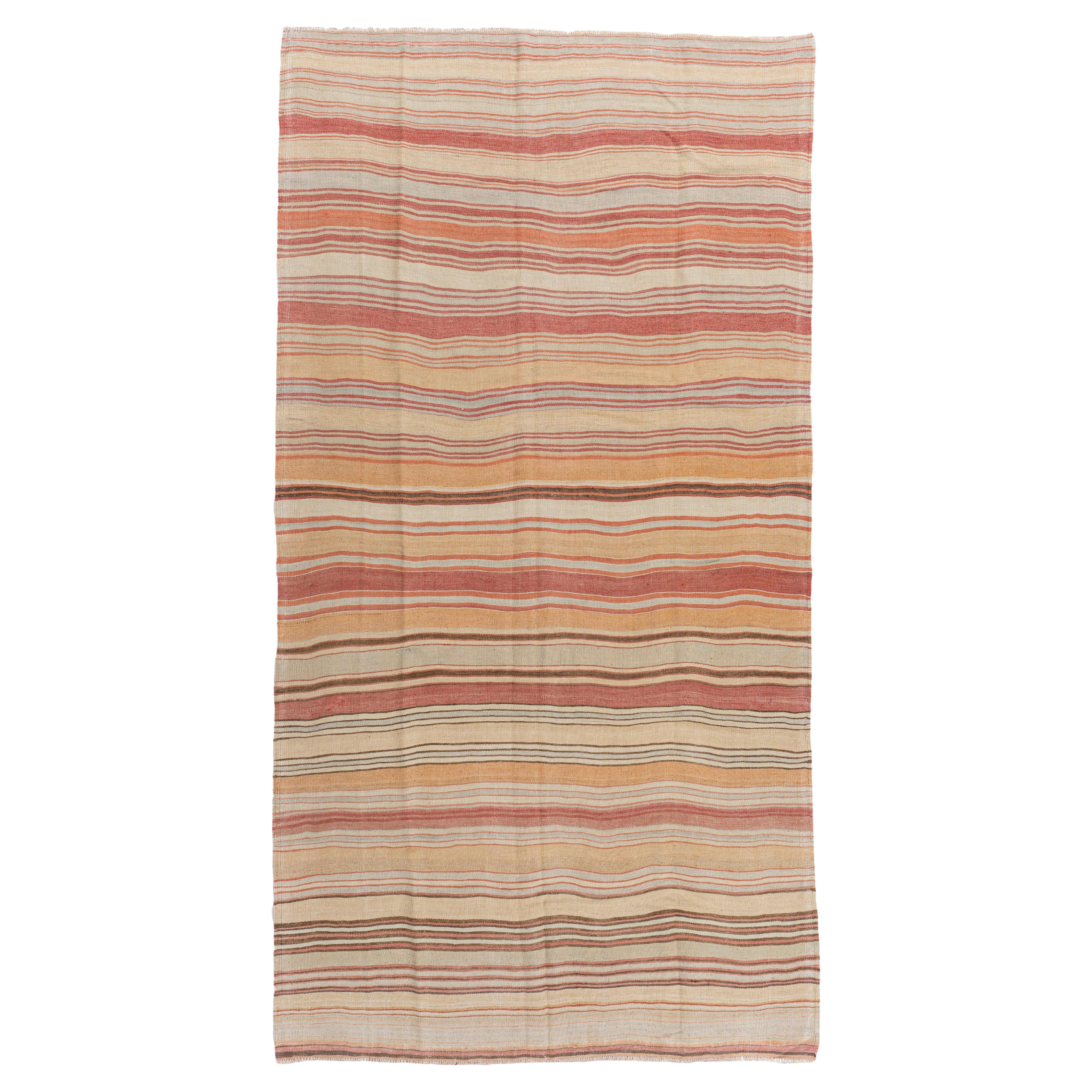 Vintage Circa 1940 Brown Turkish Kilim Flatweave Rug