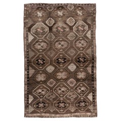 Vintage Circa 1940 Brown Turkish Oushak hand Knotted Wool Rug 7'10 X 12'6