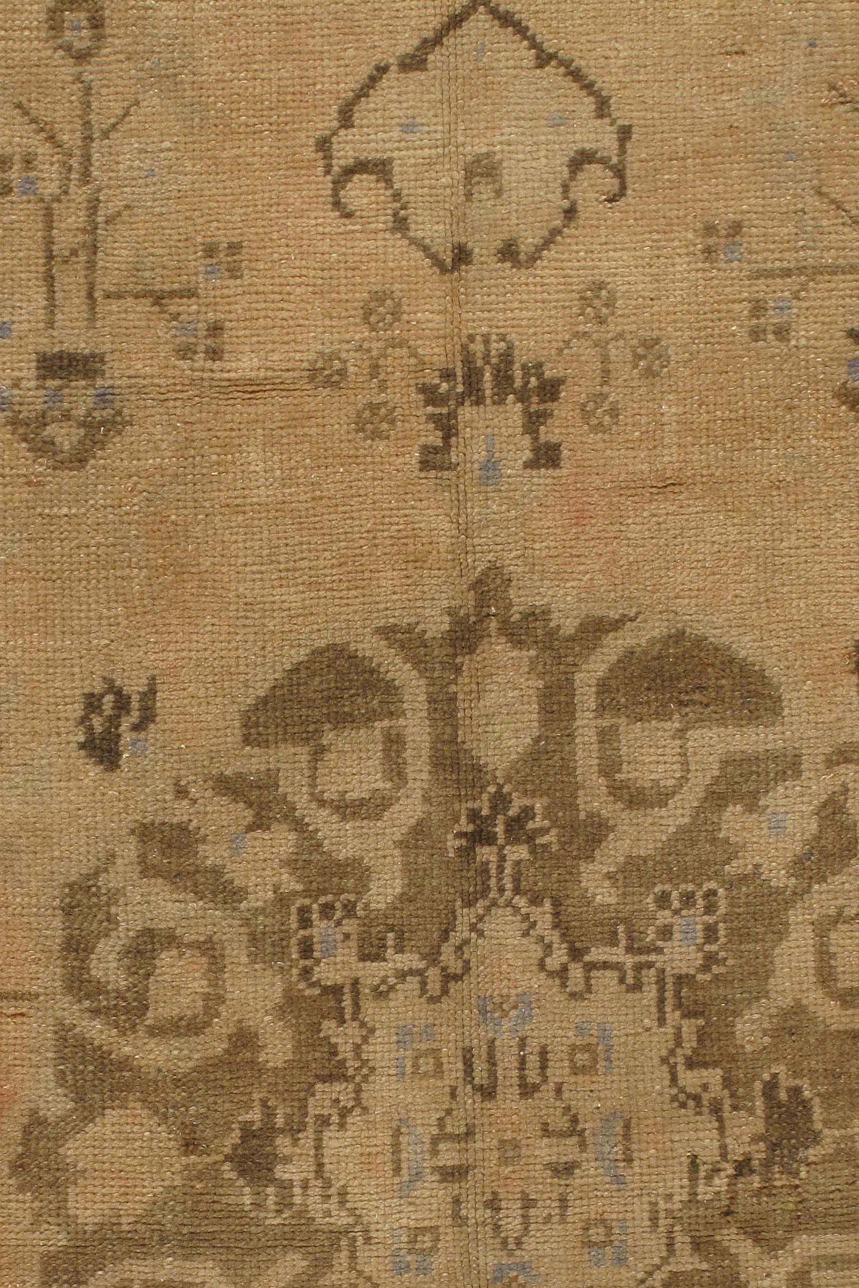 Vintage CIRCA 1940 Braun Türkisch Oushak Teppich Teppich, 4'5 X 8'7 im Zustand „Gut“ im Angebot in New York, NY