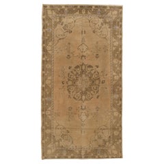 Vintage Circa 1940 Brown Turkish Oushak Rug Carpet, 4'5 X 8'7