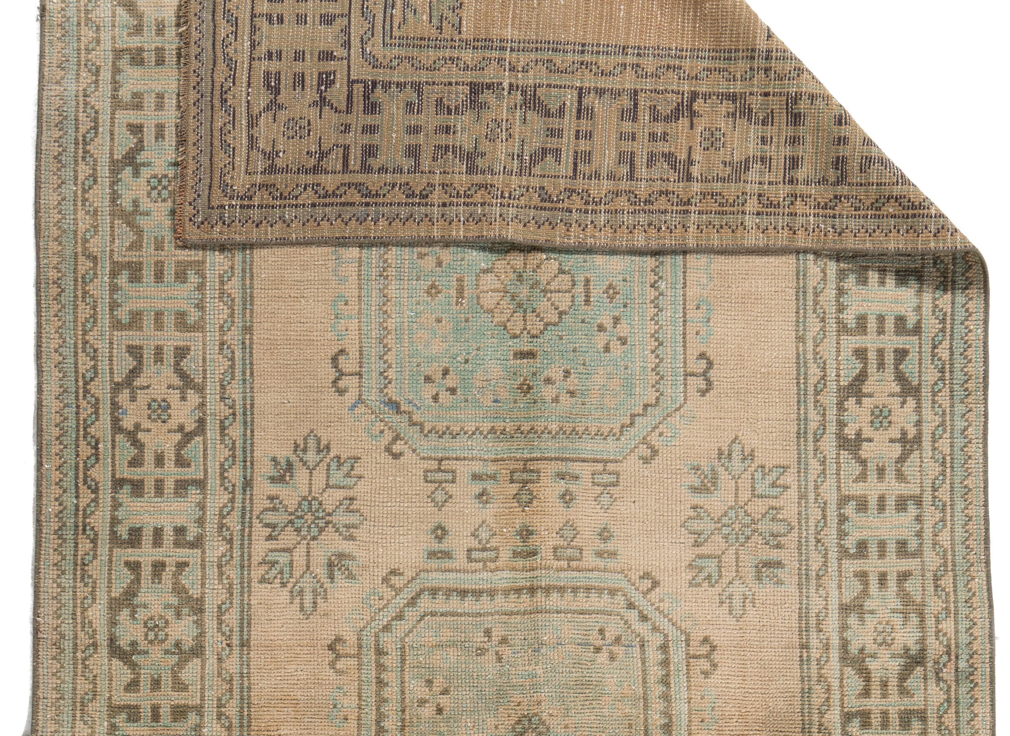 Vintage Circa 1940 Camel Turco Oushak Alfombra de Lana Anudada a Mano en venta 5