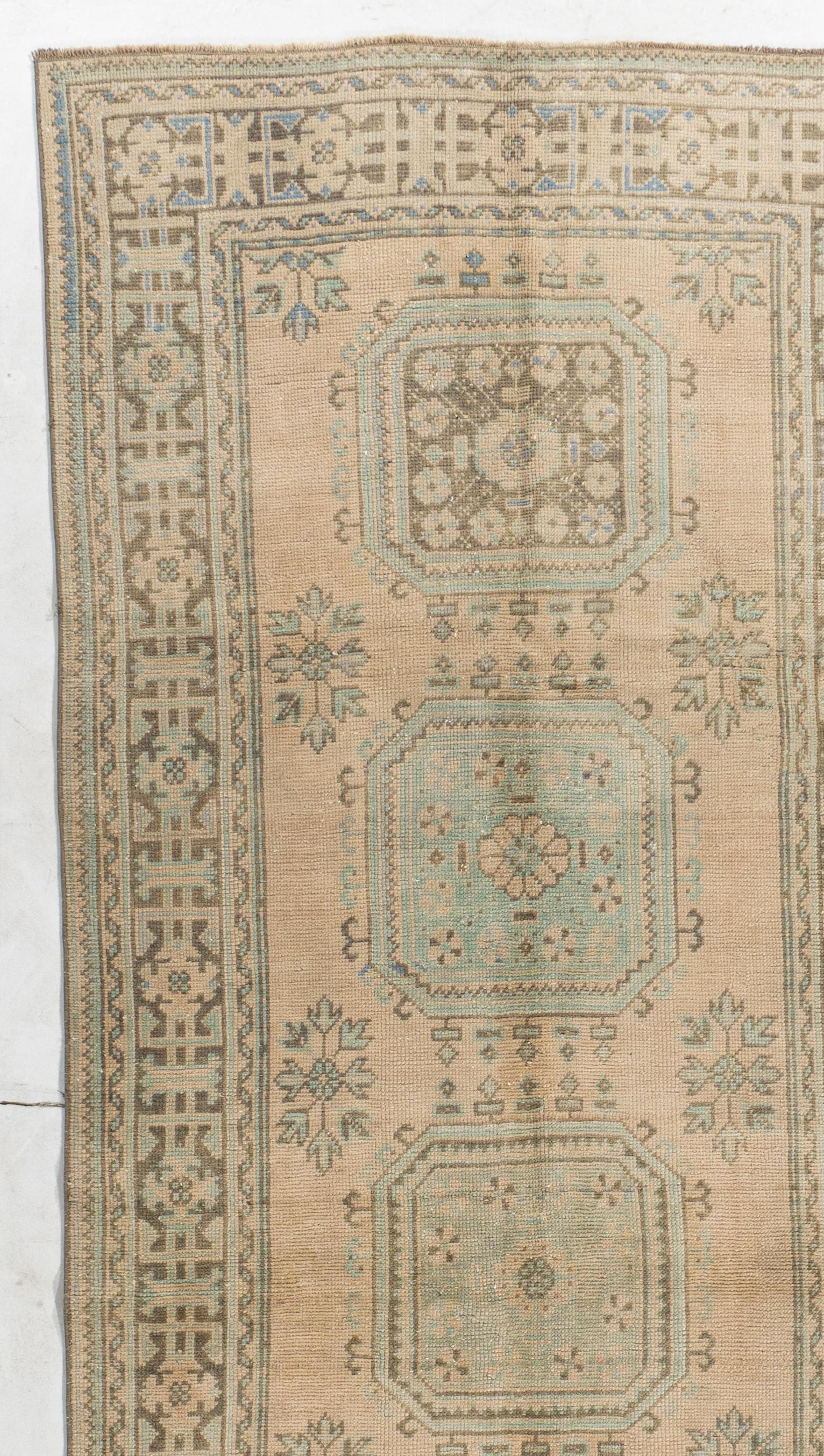 Vintage Circa 1940 Camel Turco Oushak Alfombra de Lana Anudada a Mano en venta 6