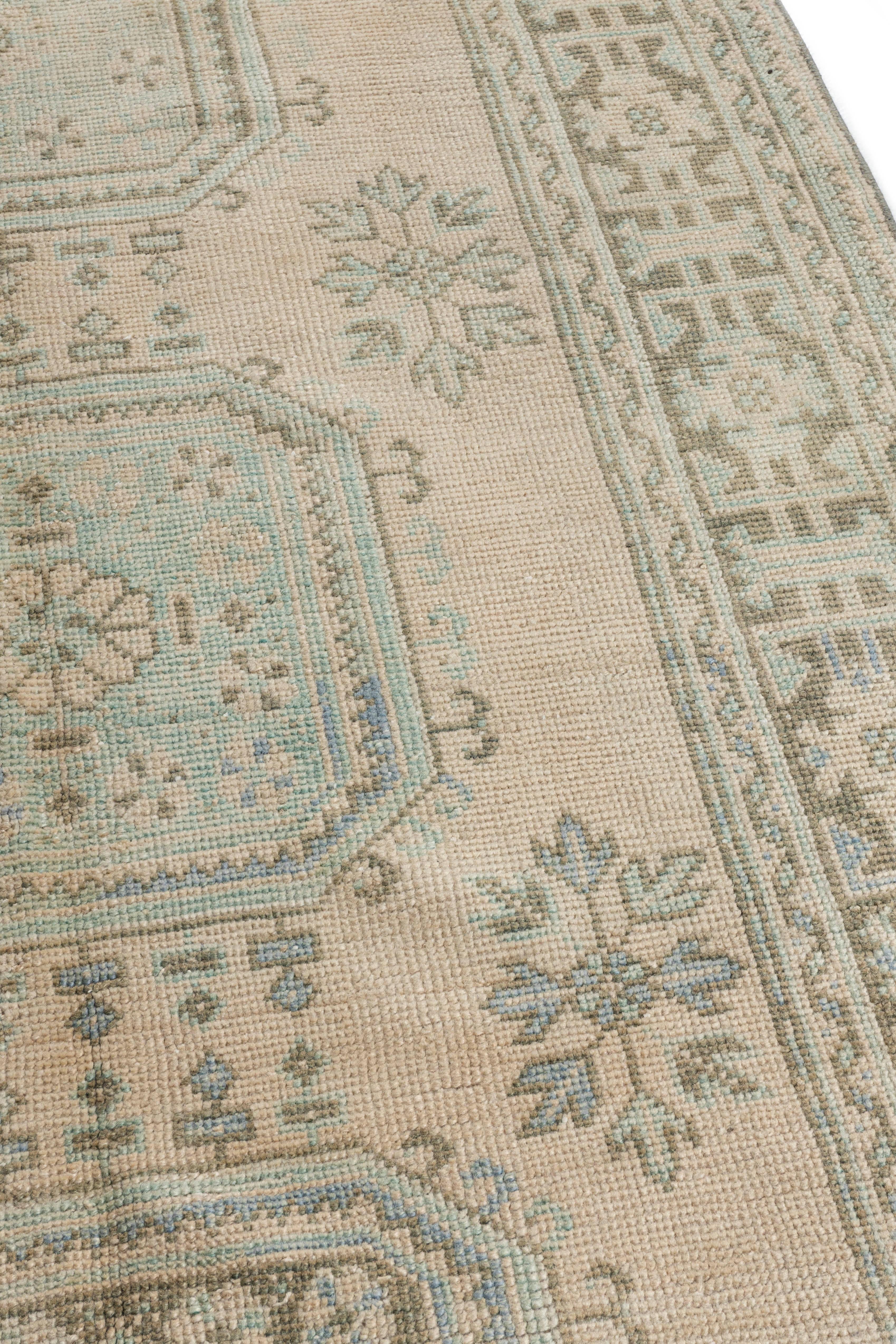 Vintage Circa 1940 Camel Turco Oushak Alfombra de Lana Anudada a Mano en venta 7