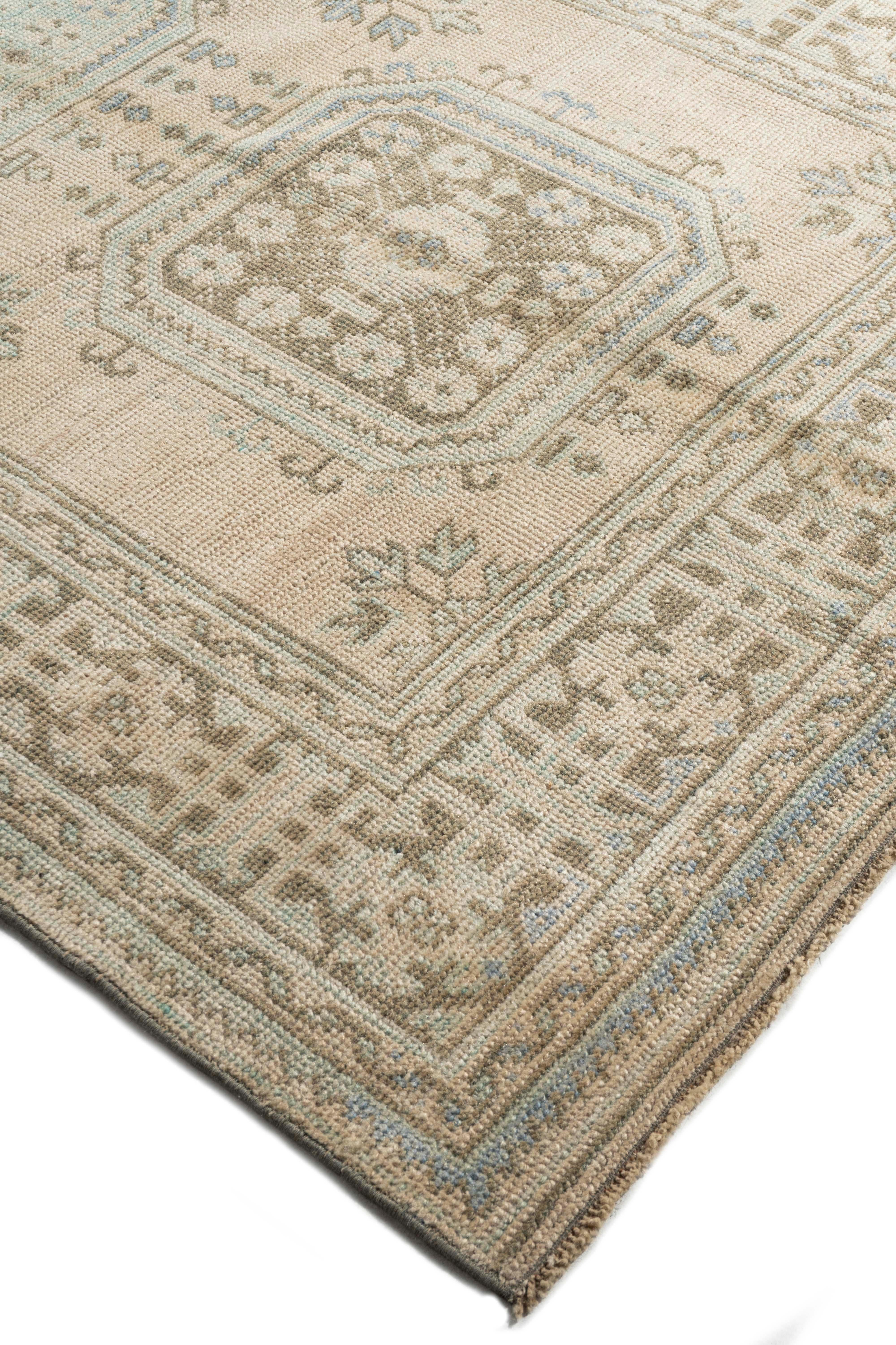 Vintage Circa 1940 Camel Turco Oushak Alfombra de Lana Anudada a Mano en venta 9
