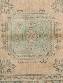 Vintage Circa 1940 Camel Turkish Oushak Hand Knotted Wool Runner