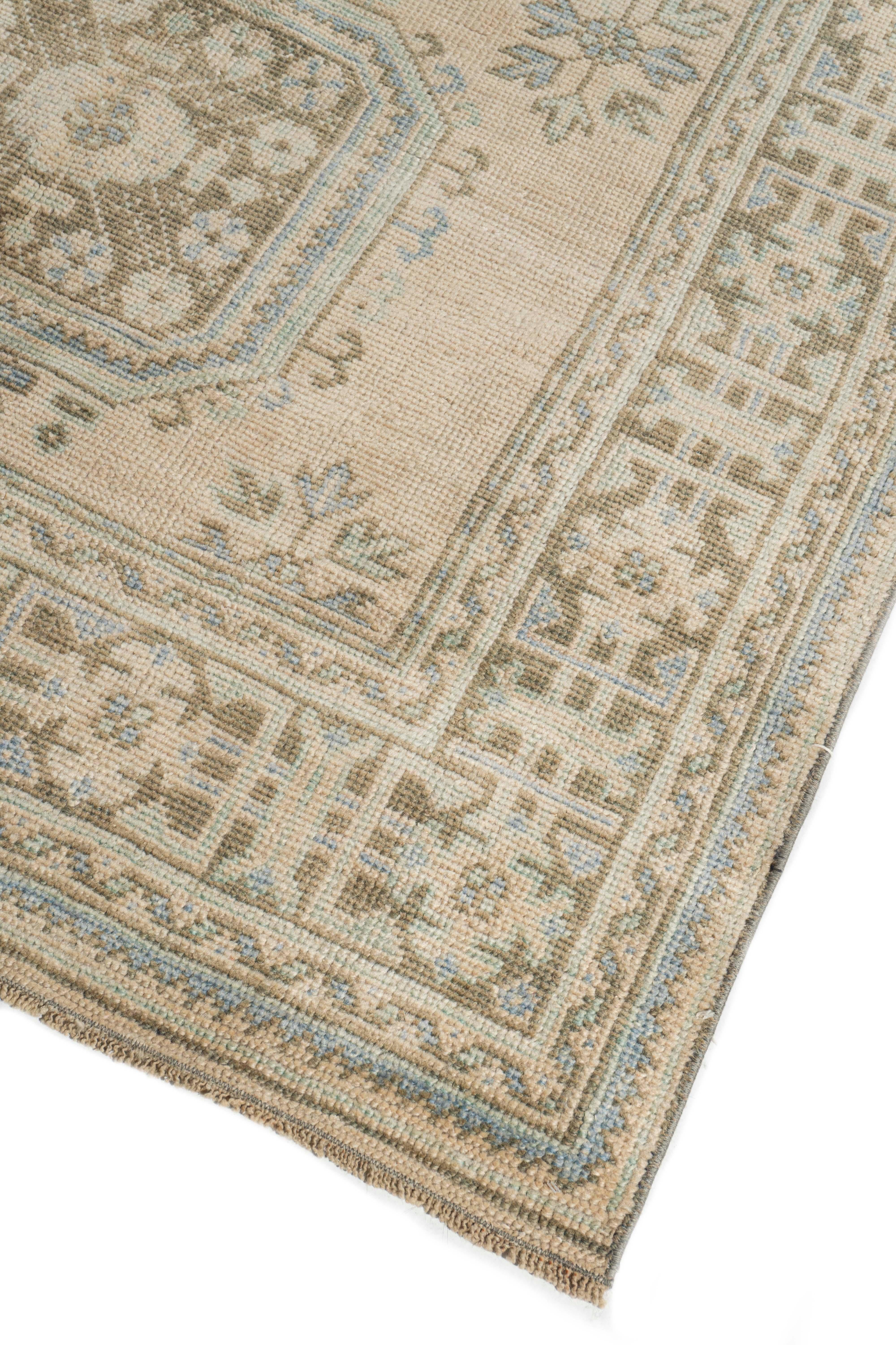 Vintage Circa 1940 Camel Turco Oushak Alfombra de Lana Anudada a Mano en venta 1