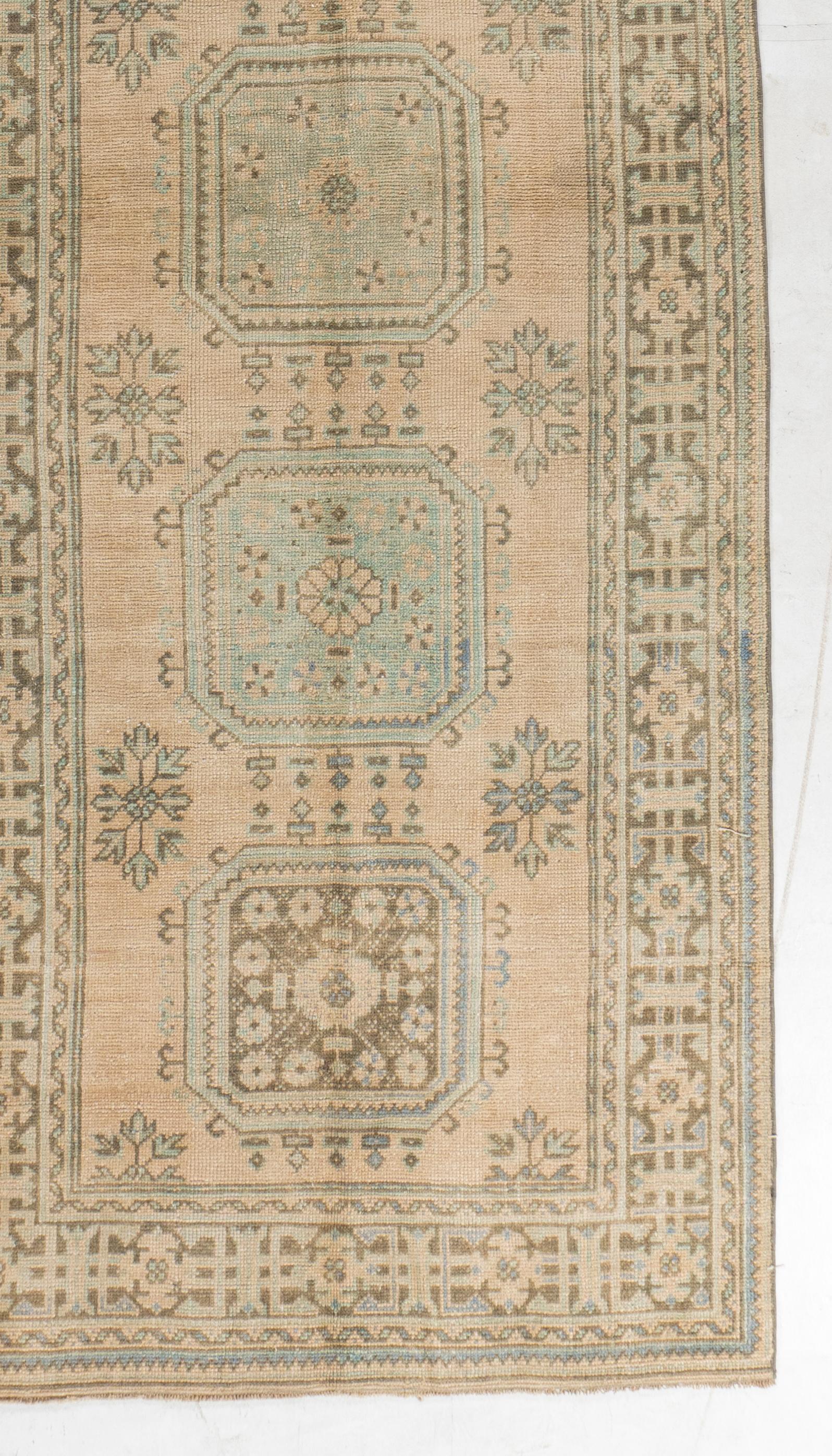 Vintage Circa 1940 Camel Turco Oushak Alfombra de Lana Anudada a Mano en venta 3