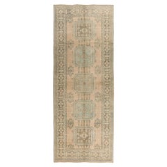Vintage Circa 1940 Camel Turkish Oushak Hand Knotted Wool Runner